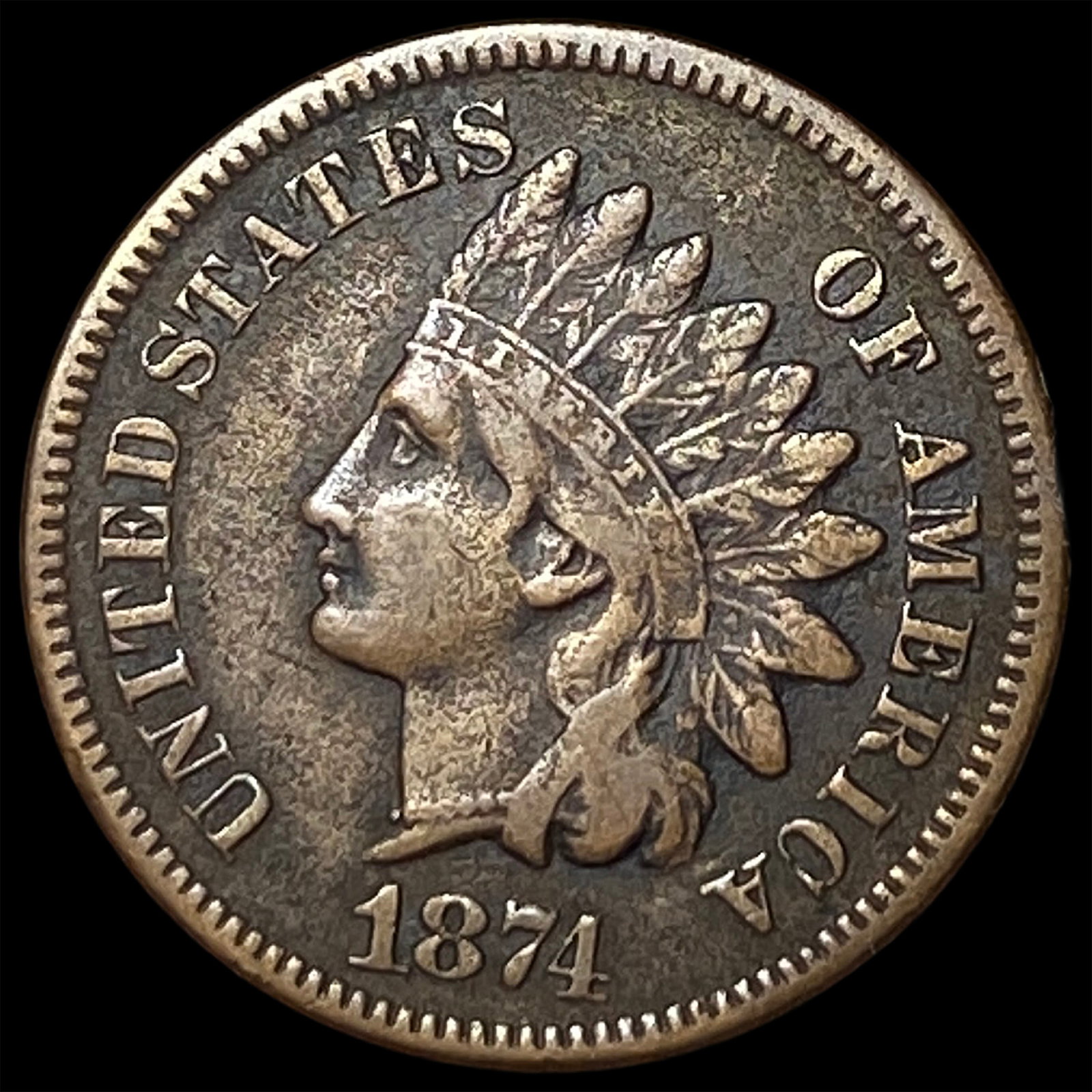 1874 Indian Head Cent LIGHTLY CIRCULATED: 1874 Indian Head Cent LIGHTLY CIRCULATED