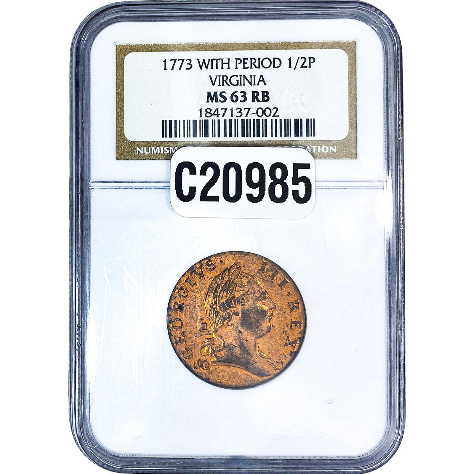 1773 1/2P Virginia NGC MS63 RB (1 of 2)