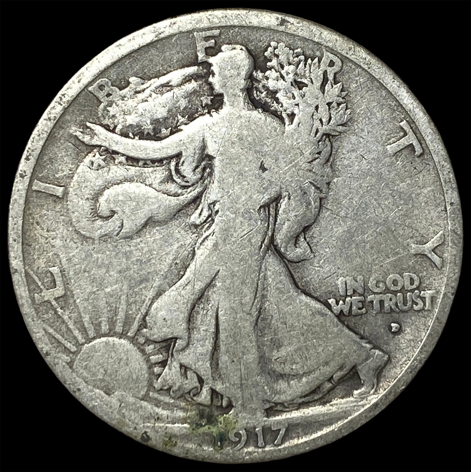 1917-D Silver Walking Liberty Half Dollar LIGHTLY CIRCULATED: 1917-D Silver Walking Liberty Half Dollar LIGHTLY CIRCULATED