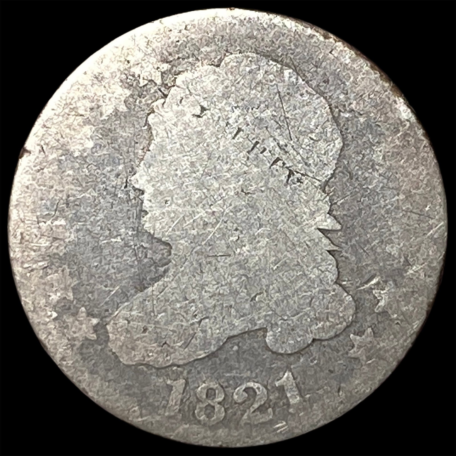 1821 Capped Bust Silver Dime NICELY CIRCULATED (1 of 2)