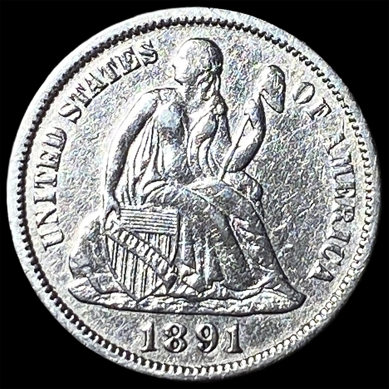 1891 Silver Seated Liberty Dime UNCIRCULATED: 1891 Silver Seated Liberty Dime UNCIRCULATED