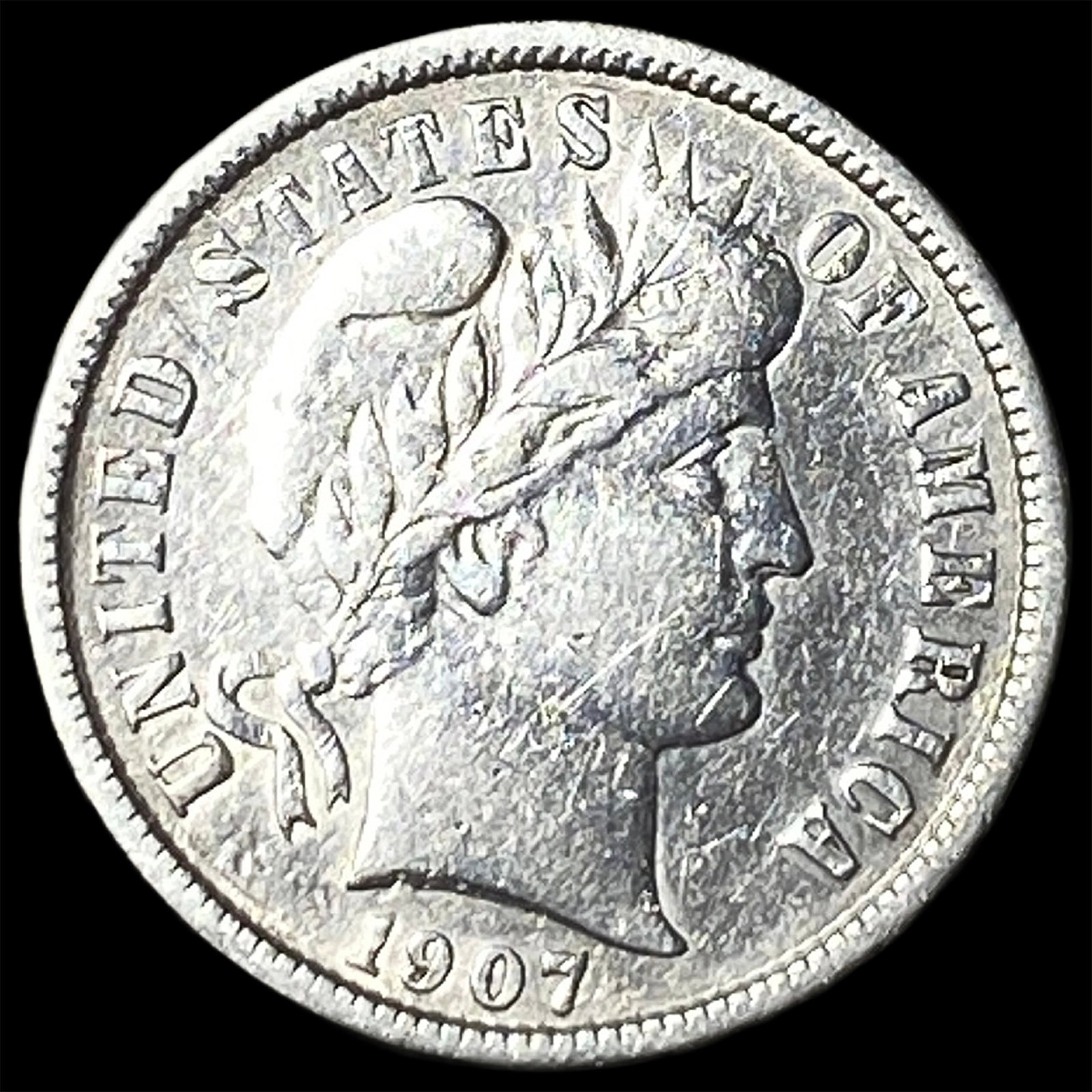 1907 Barber Dime CHOICE AU: 1907 Barber Dime CHOICE AU