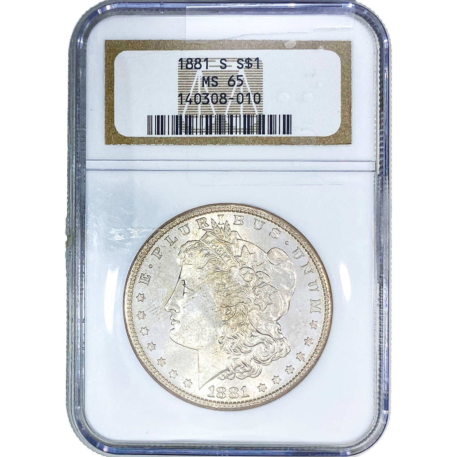 1881-S Morgan Silver Dollar NGC MS65: 1881-S Morgan Silver Dollar NGC MS65
