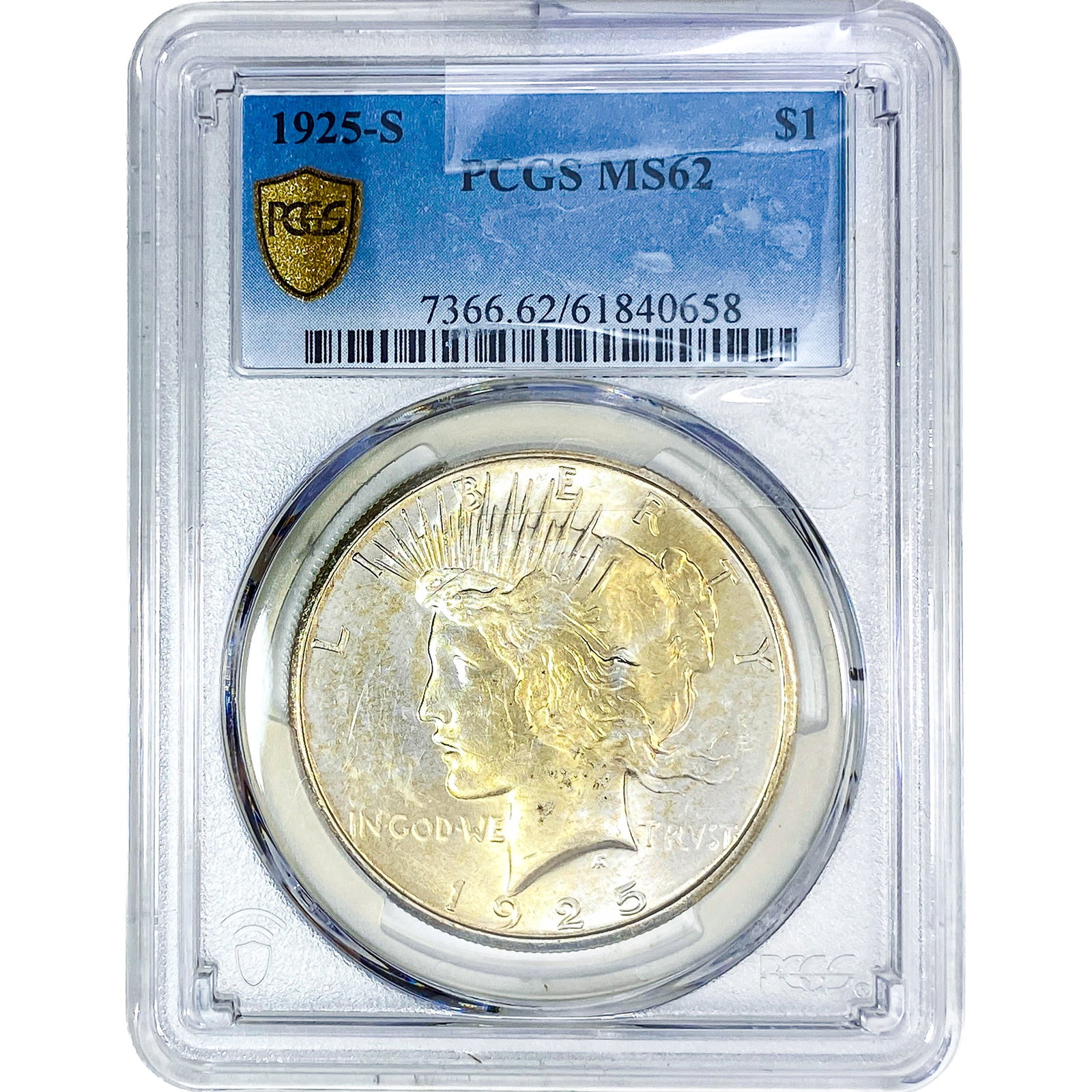 1925-S Silver Peace Dollar PCGS MS62: 1925-S Silver Peace Dollar PCGS MS62