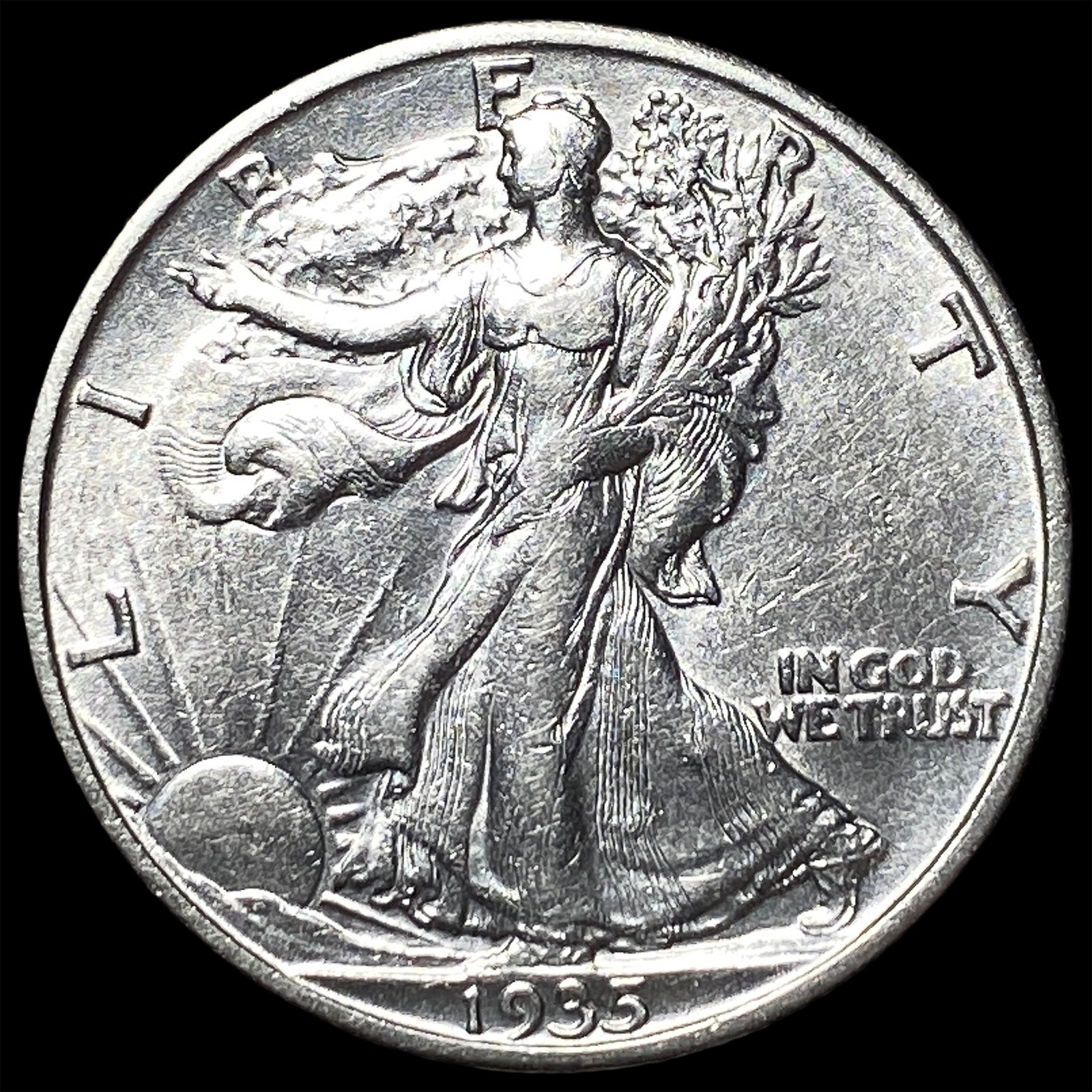 1935-S Silver Walking Liberty Half Dollar CHOICE AU: 1935-S Silver Walking Liberty Half Dollar CHOICE AU