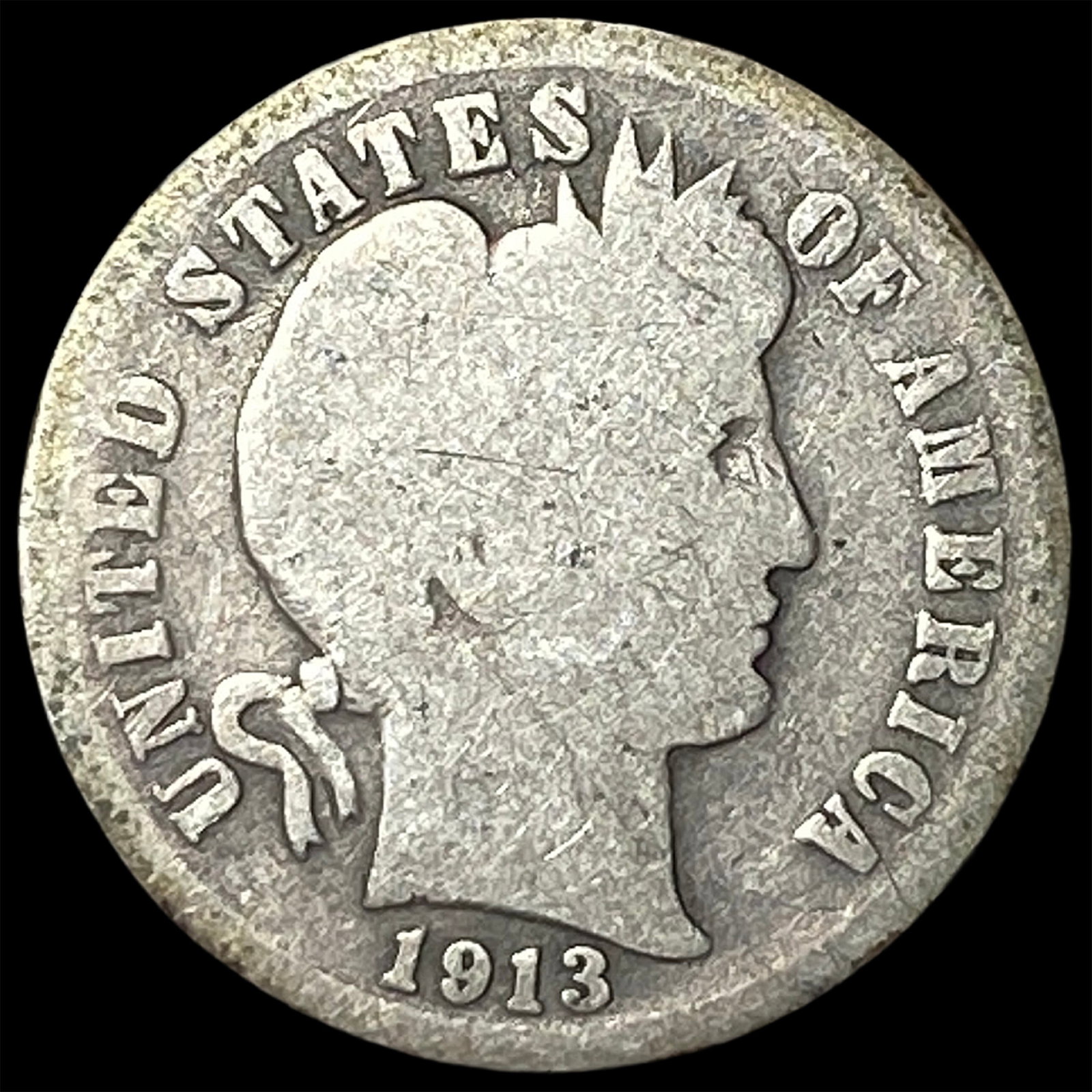 1913-S Silver Barber Dime NICELY CIRCULATED: 1913-S Silver Barber Dime NICELY CIRCULATED