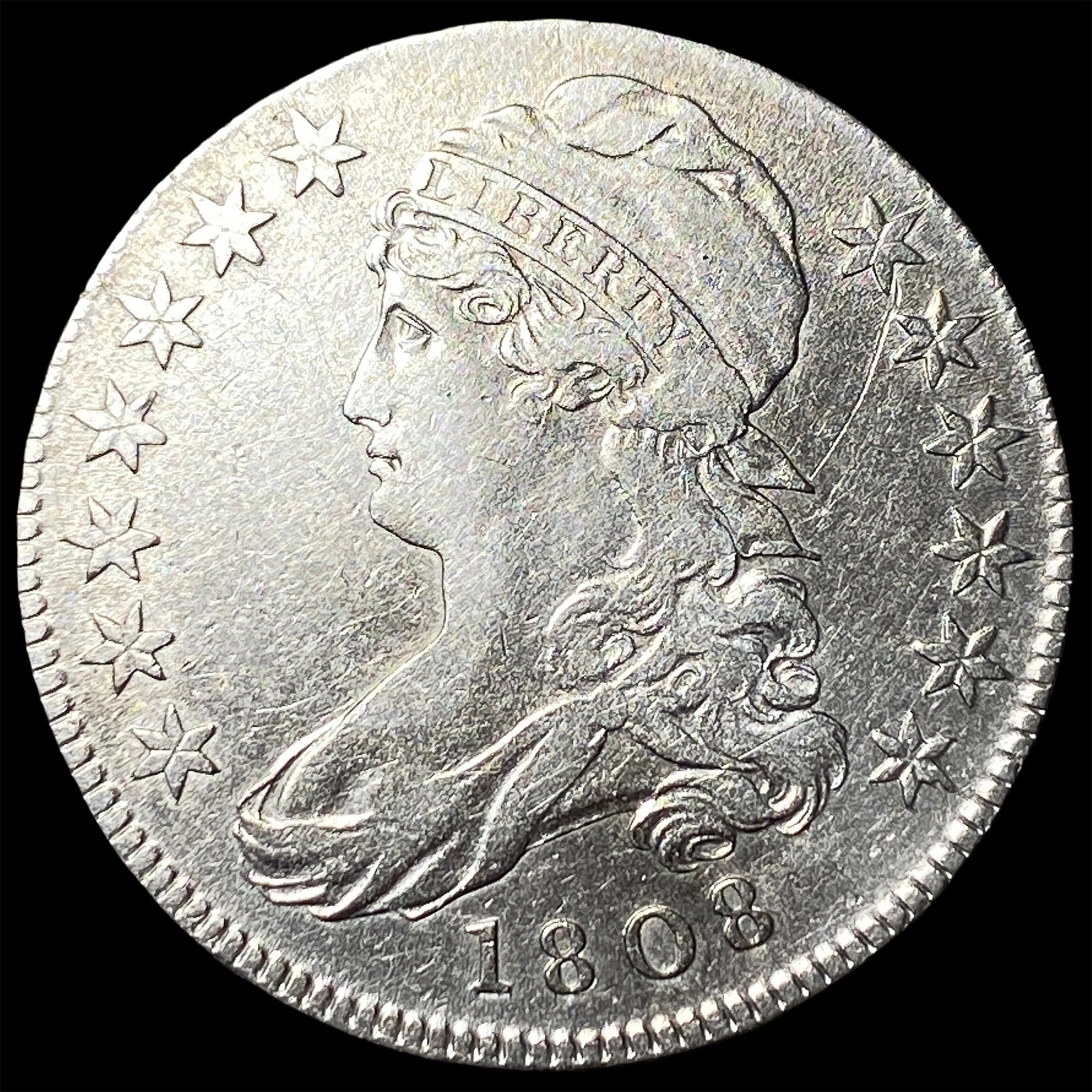 1808 Capped Bust Half Dollar CLOSELY UNCIRCULATED: 1808 Capped Bust Half Dollar CLOSELY UNCIRCULATED