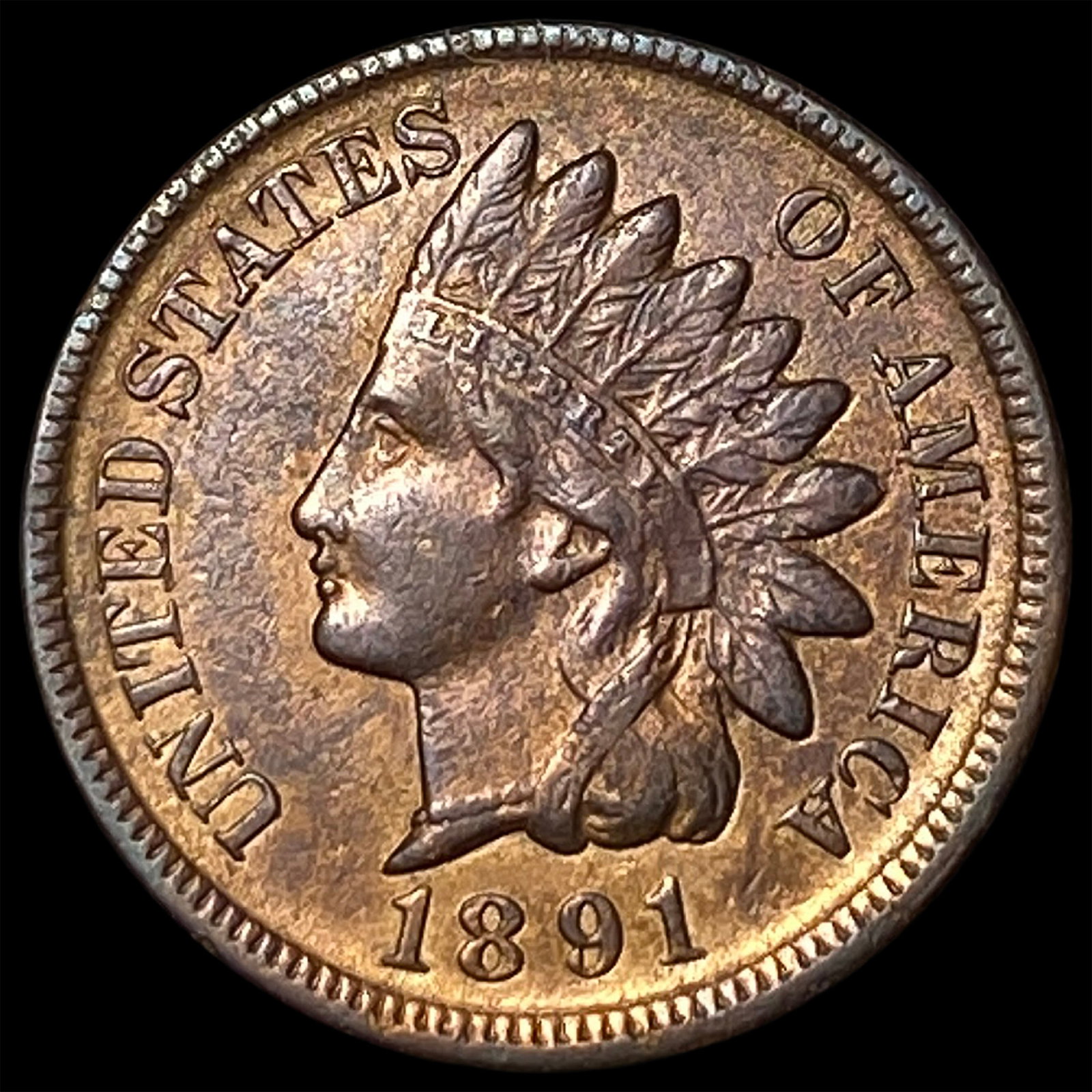 1891 Indian Head Cent CHOICE AU: 1891 Indian Head Cent CHOICE AU