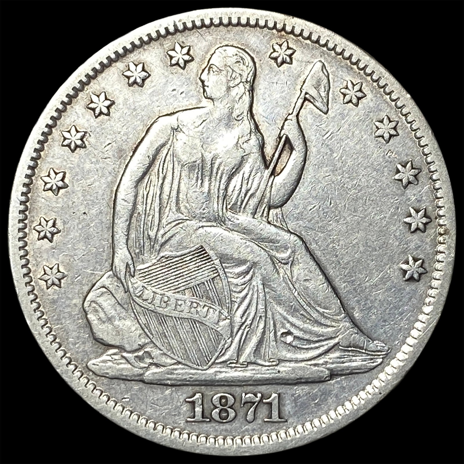 1871-S Silver Half Dollar NEARLY UNCIRCULATED: 1871-S Silver Half Dollar NEARLY UNCIRCULATED
