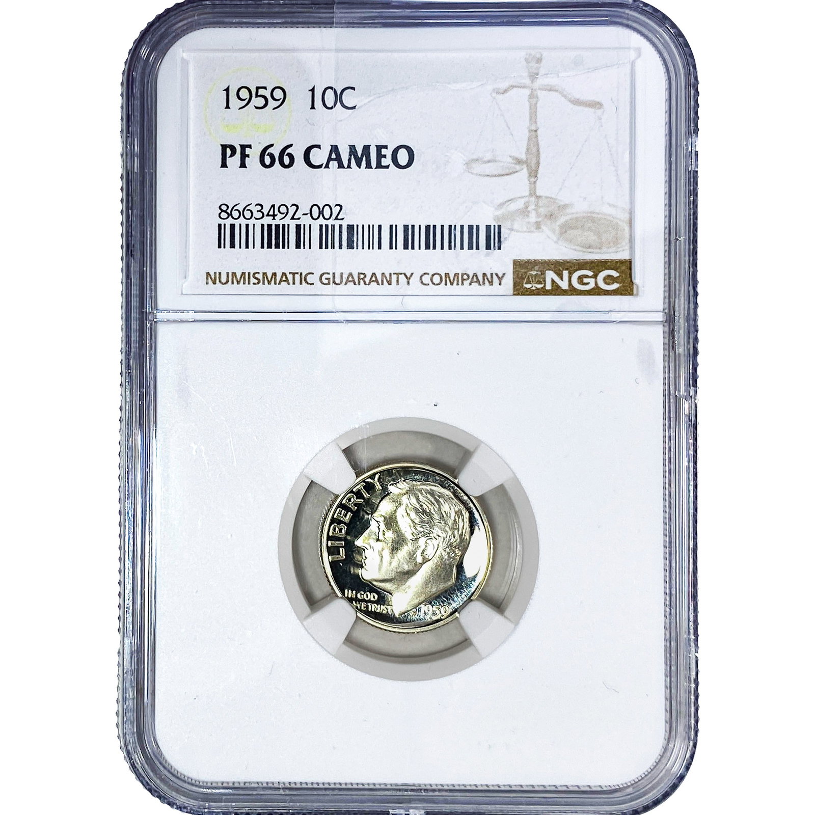 1959 Roosevelt Dime NGC PF66 Cameo: 1959 Roosevelt Dime NGC PF66 Cameo