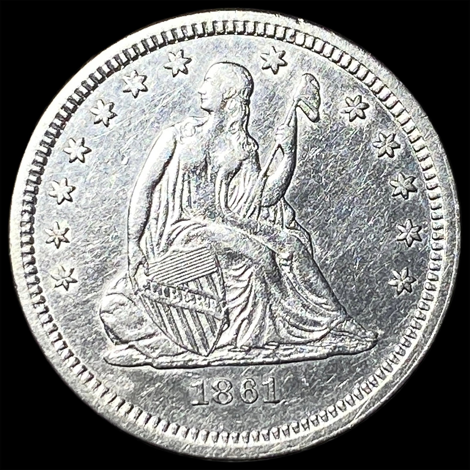 1861 Seated Liberty Quarter UNCIRCULATED (1 of 2)