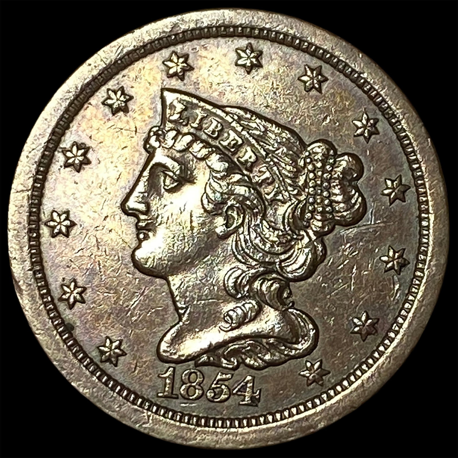 1854 Braided Hair Half Cent UNCIRCULATED: 1854 Braided Hair Half Cent UNCIRCULATED
