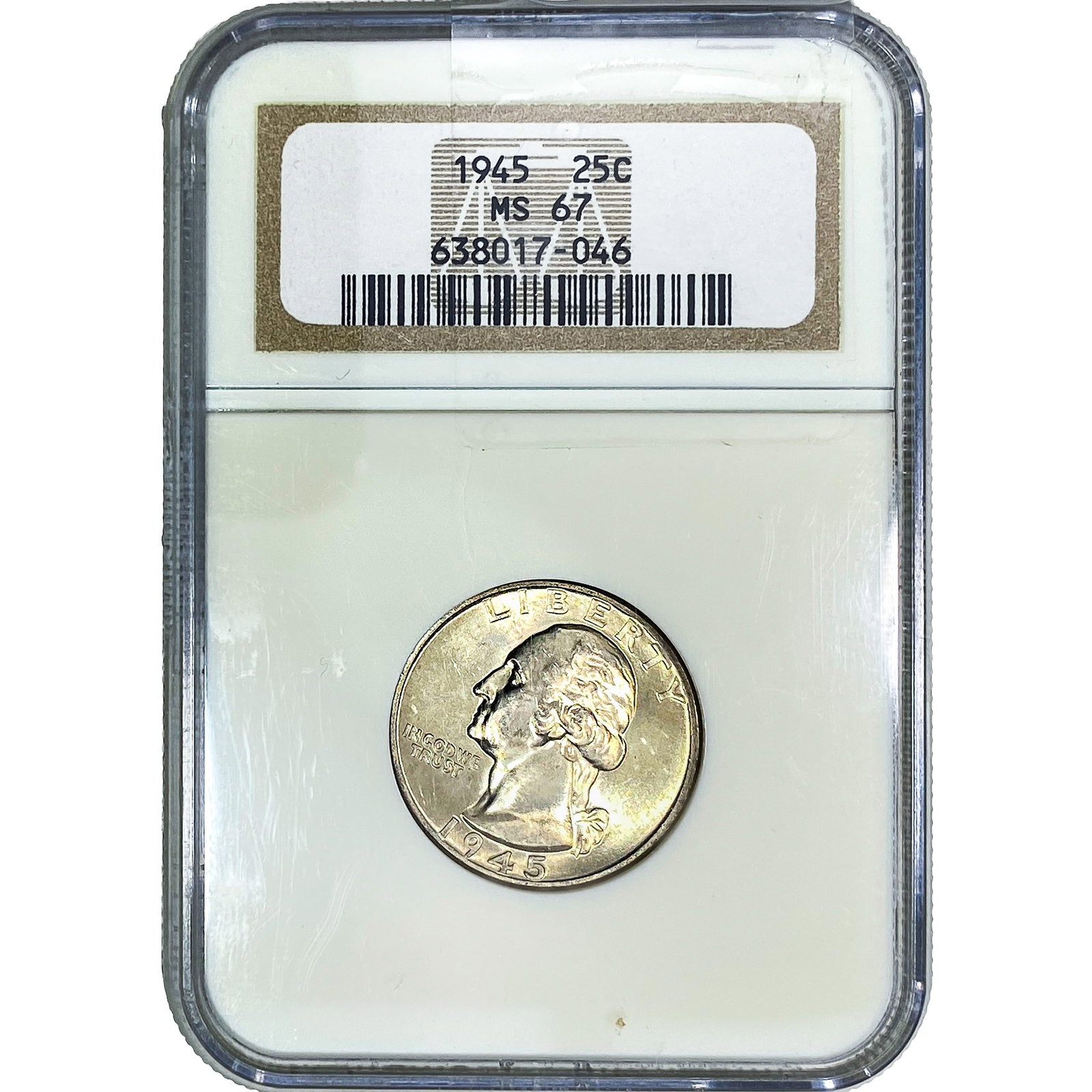 1945 Washington Silver Quarter NGC MS67: 1945 Washington Silver Quarter NGC MS67