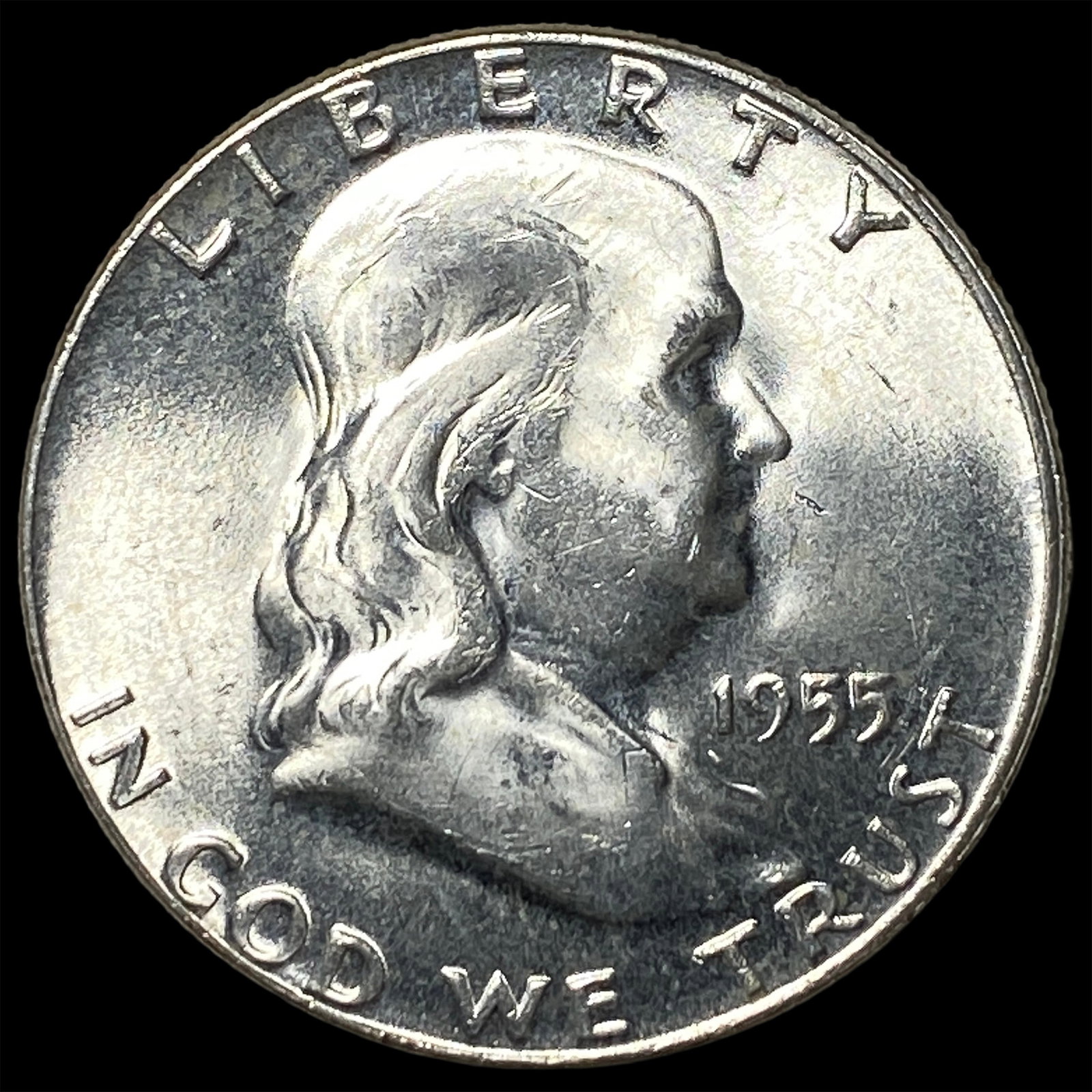 1955-S Silver Franklin Half Dollar GEM BU: 1955-S Silver Franklin Half Dollar GEM BU