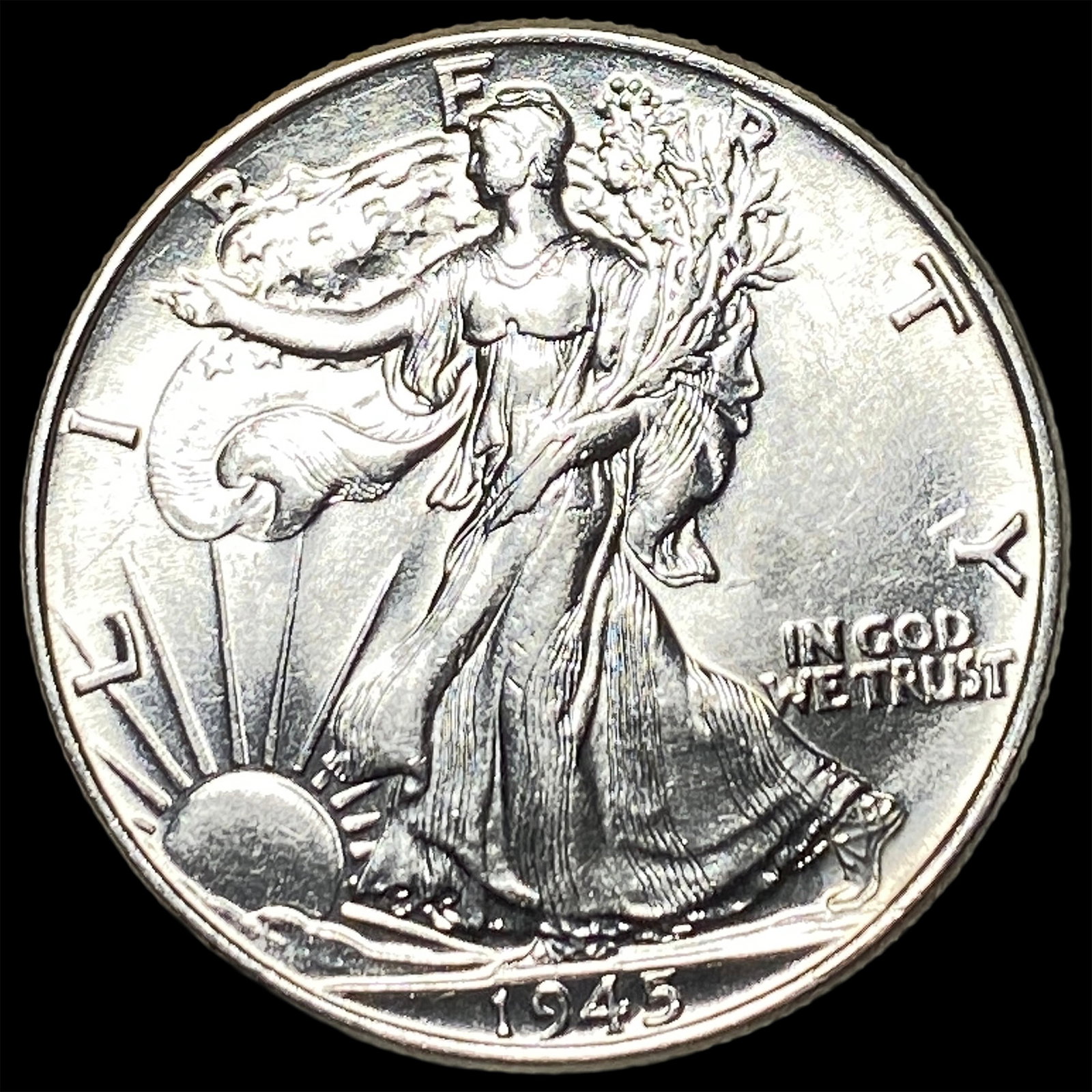 1945 Silver Walking Liberty Half Dollar GEM BU: 1945 Silver Walking Liberty Half Dollar GEM BU