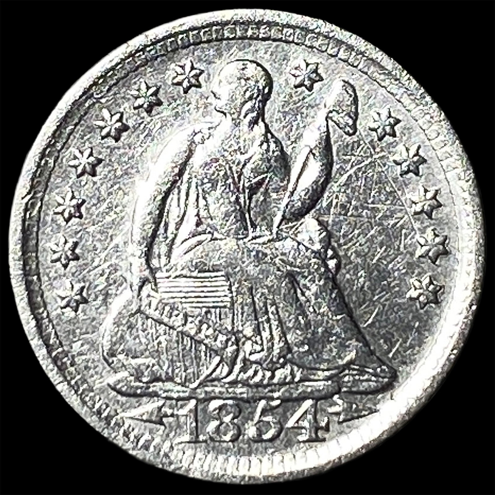 1854 Seated Liberty Half Dime UNCIRCULATED: 1854 Seated Liberty Half Dime UNCIRCULATED