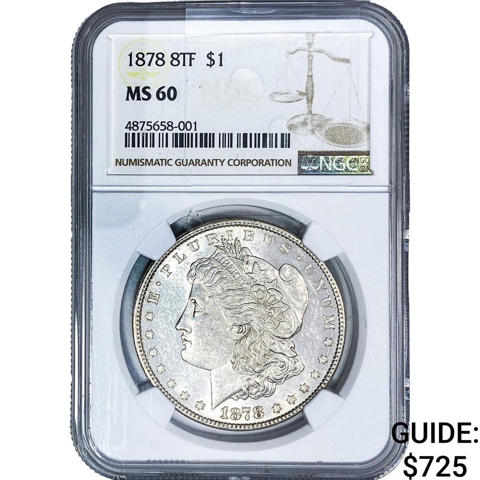 1878 8TF Morgan Silver Dollar NGC MS60 (1 of 2)