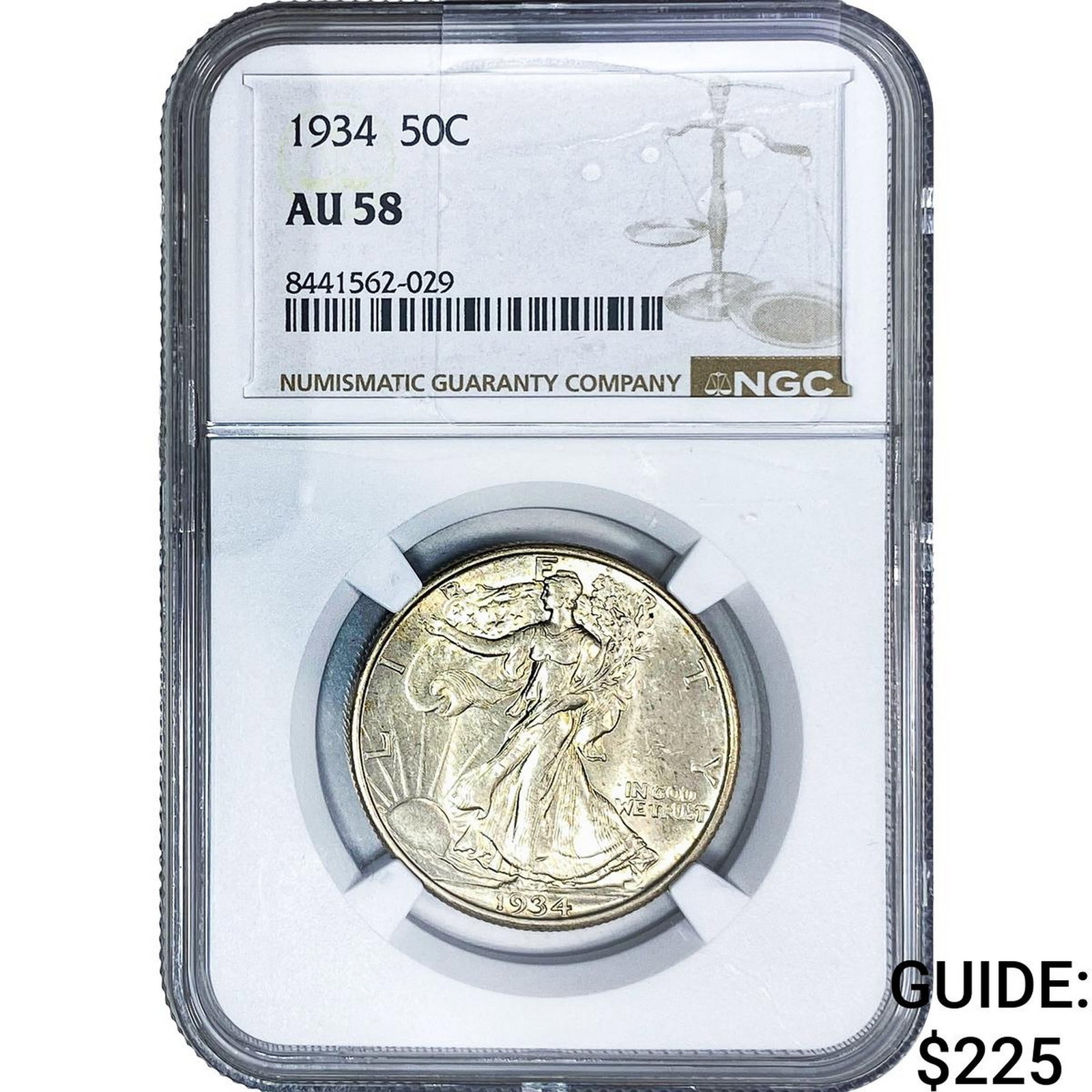 1934 Walking Liberty Half Dollar NGC AU58: 1934 Walking Liberty Half Dollar NGC AU58