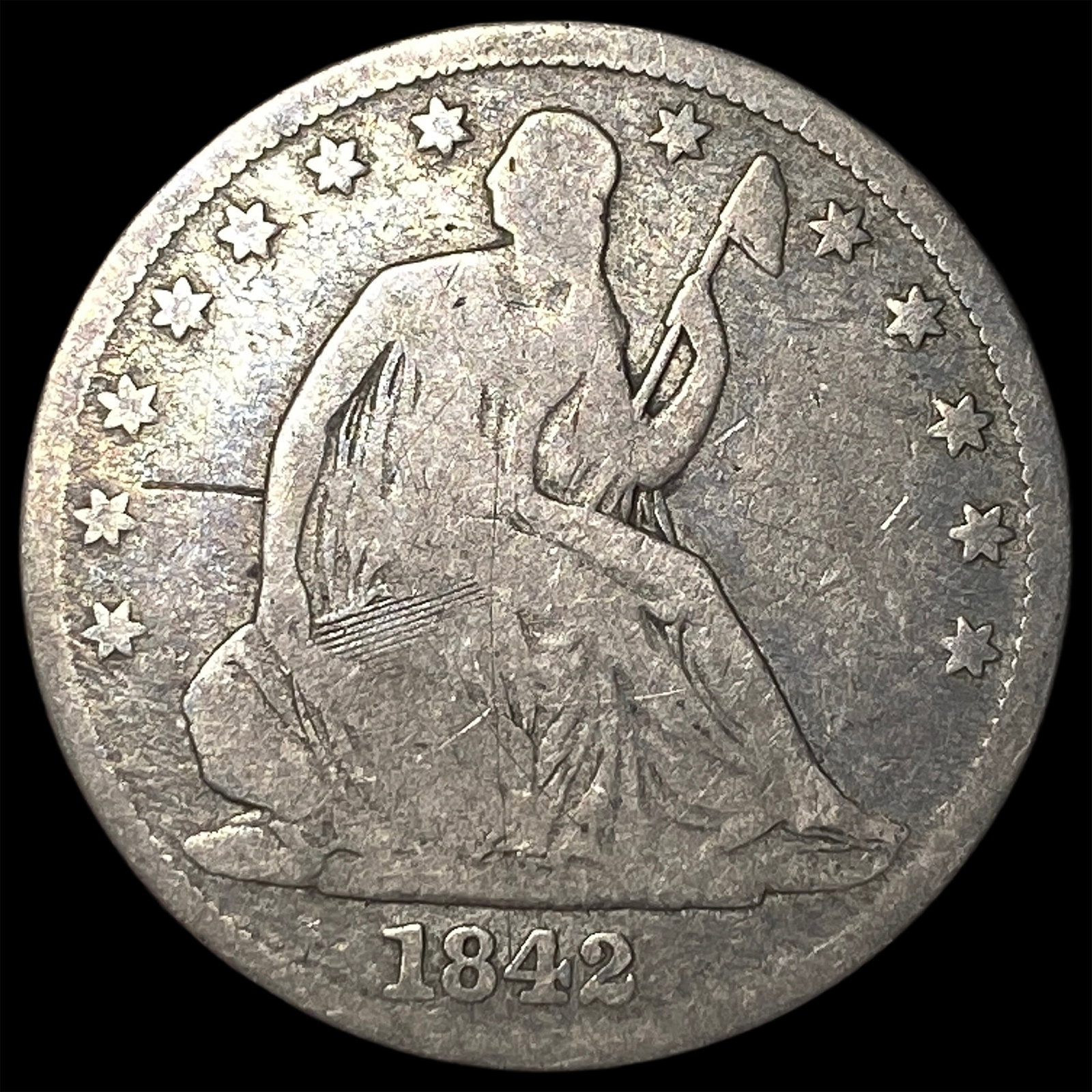 1842 Silver Seated Liberty Half Dollar NICELY CIRCULATED: 1842 Silver Seated Liberty Half Dollar NICELY CIRCULATED