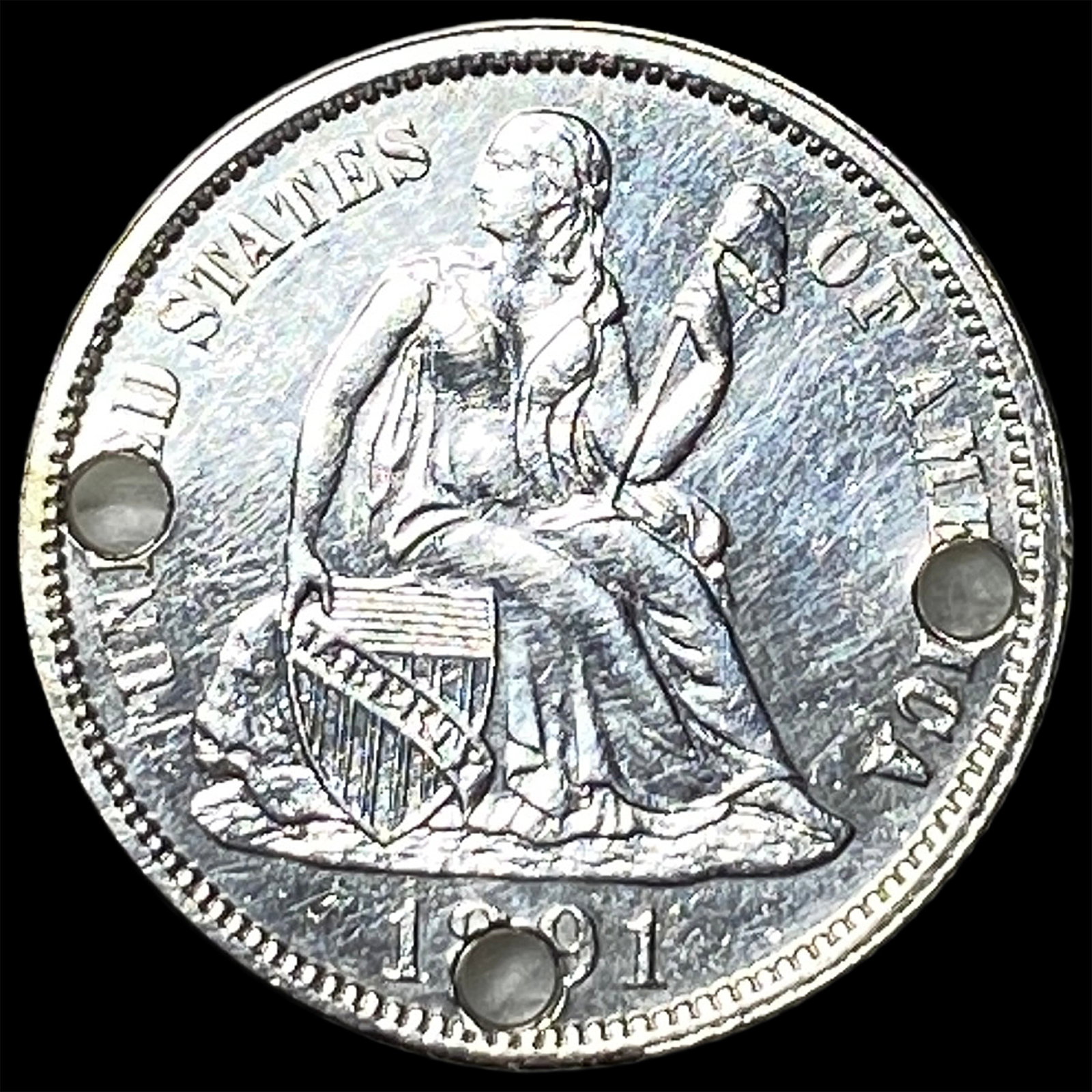 1891 Silver Seated Liberty Dime HIGH GRADE (1 of 2)