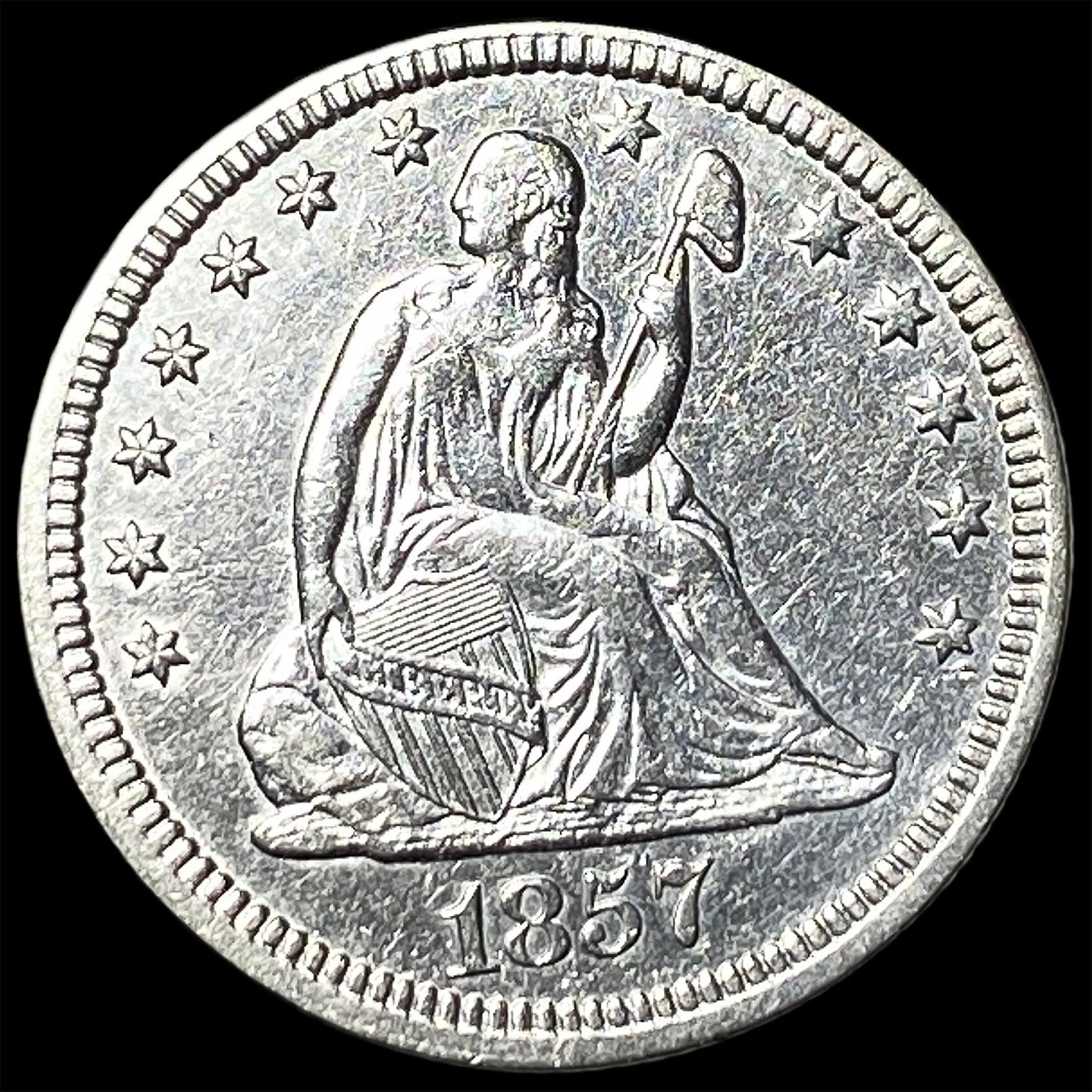 1857 Silver Seated Liberty Quarter UNCIRCULATED (1 of 2)