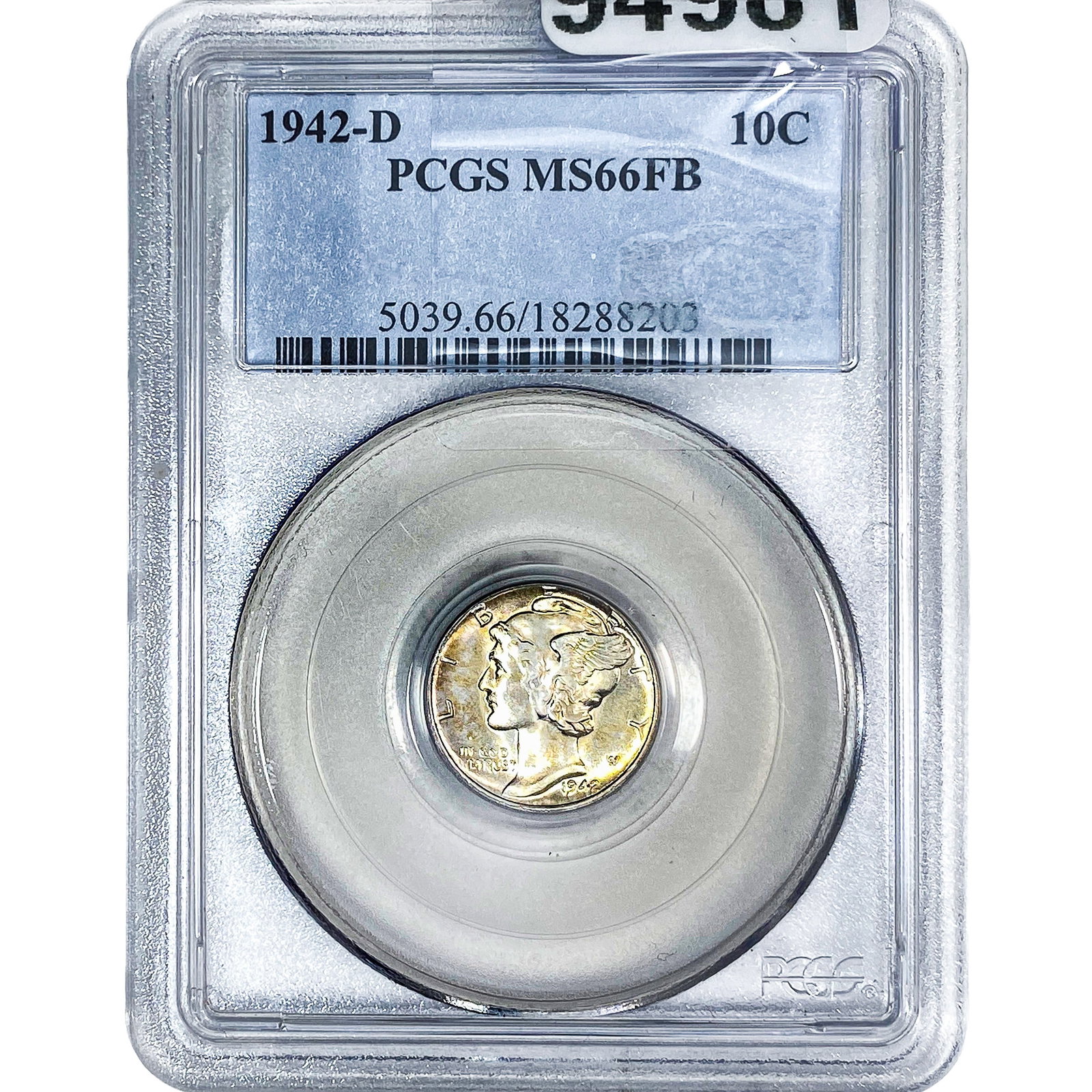 1942-D Mercury Silver Dime PCGS MS66 FB: 1942-D Mercury Silver Dime PCGS MS66 FB