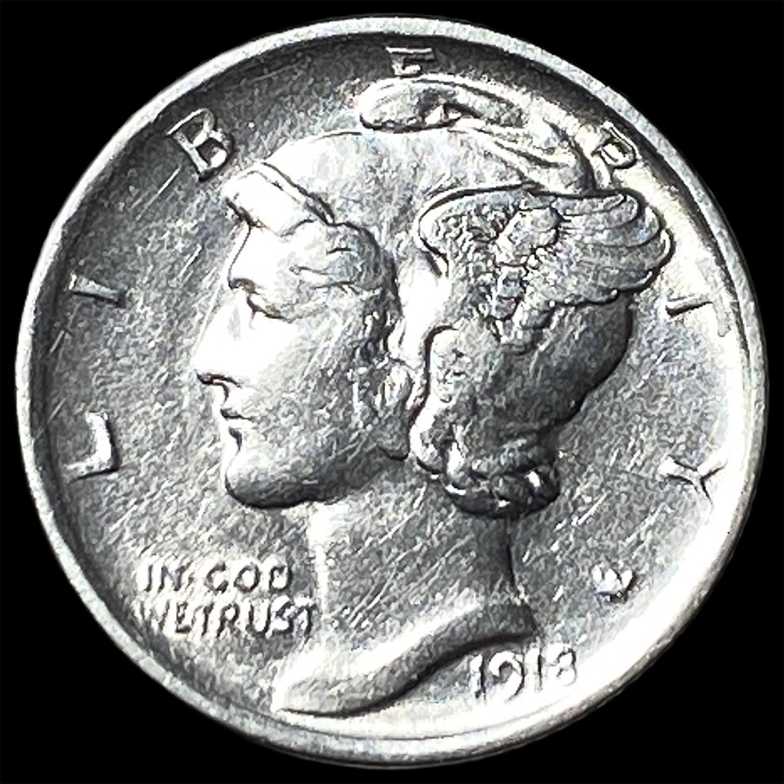 1918-P Mercury Dime CHOICE AU: 1918-P Mercury Dime CHOICE AU
