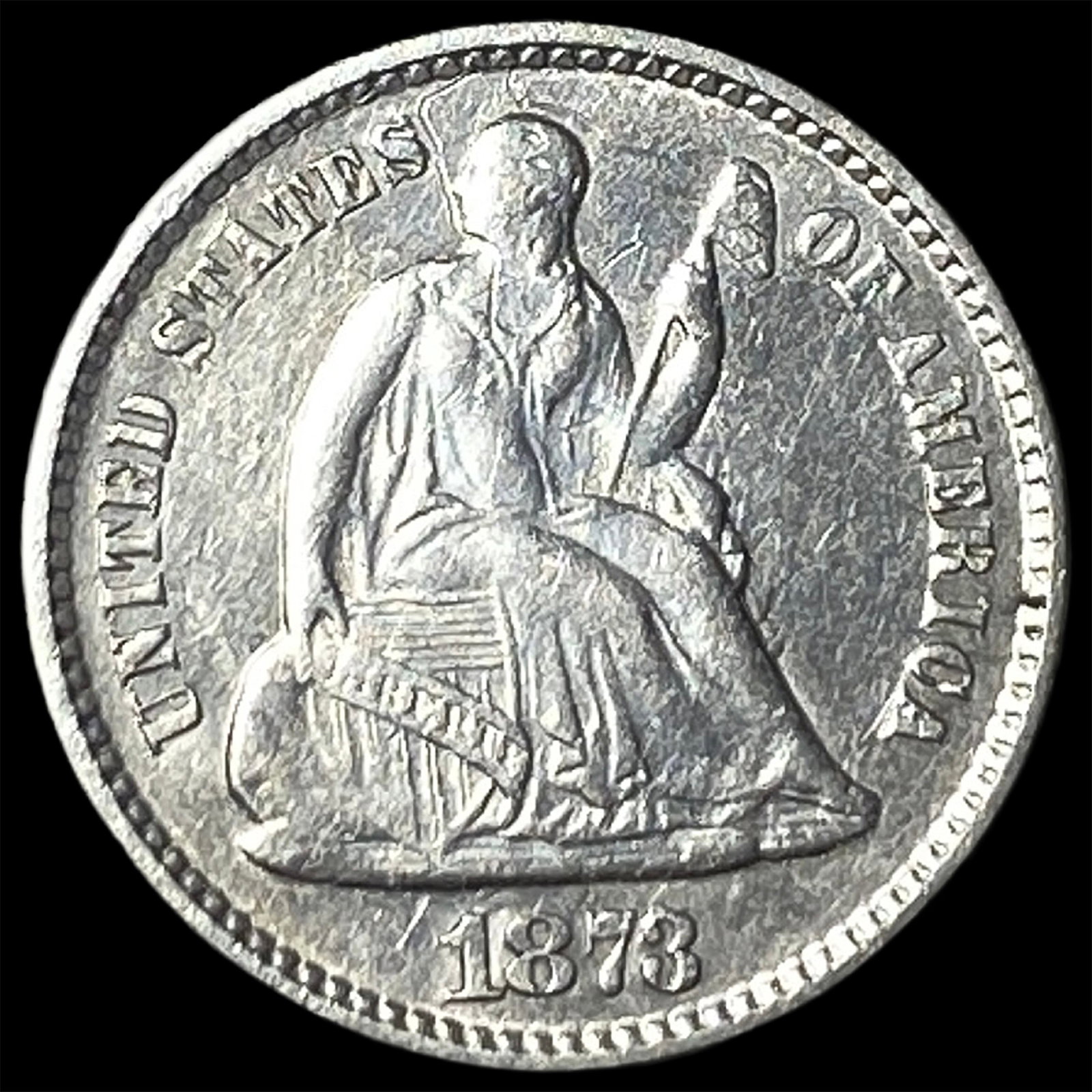 1873 Seated Liberty Silver Half Dime UNCIRCULATED: 1873 Seated Liberty Silver Half Dime UNCIRCULATED