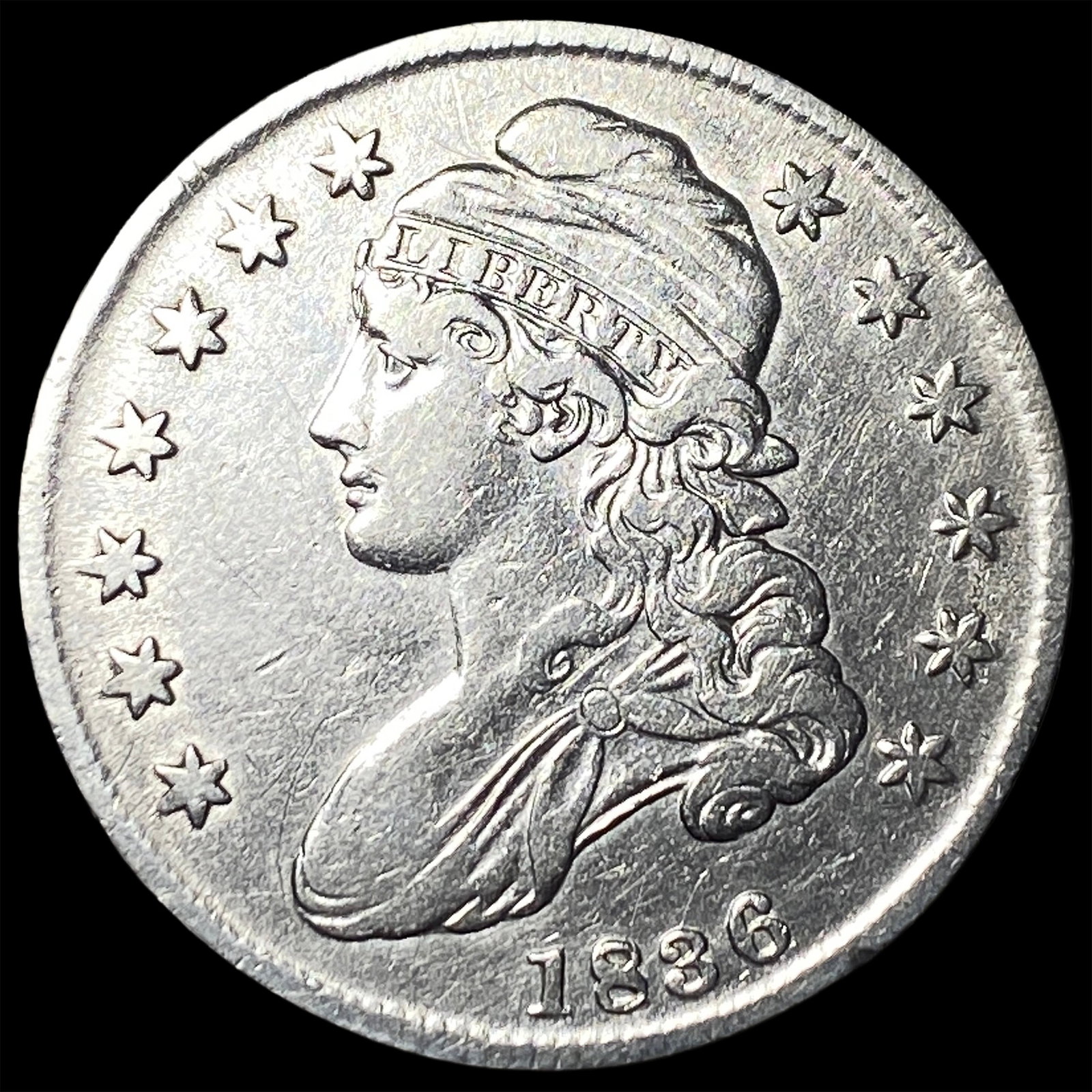 1836 Capped Bust Half Dollar CLOSELY UNCIRCULATED: 1836 Capped Bust Half Dollar CLOSELY UNCIRCULATED