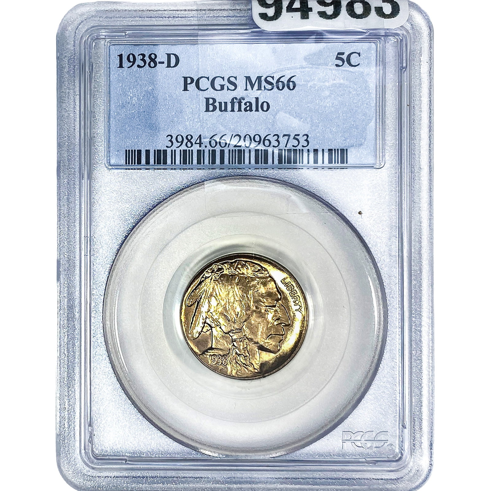 1938-D Buffalo Nickel PCGS MS66: 1938-D Buffalo Nickel PCGS MS66