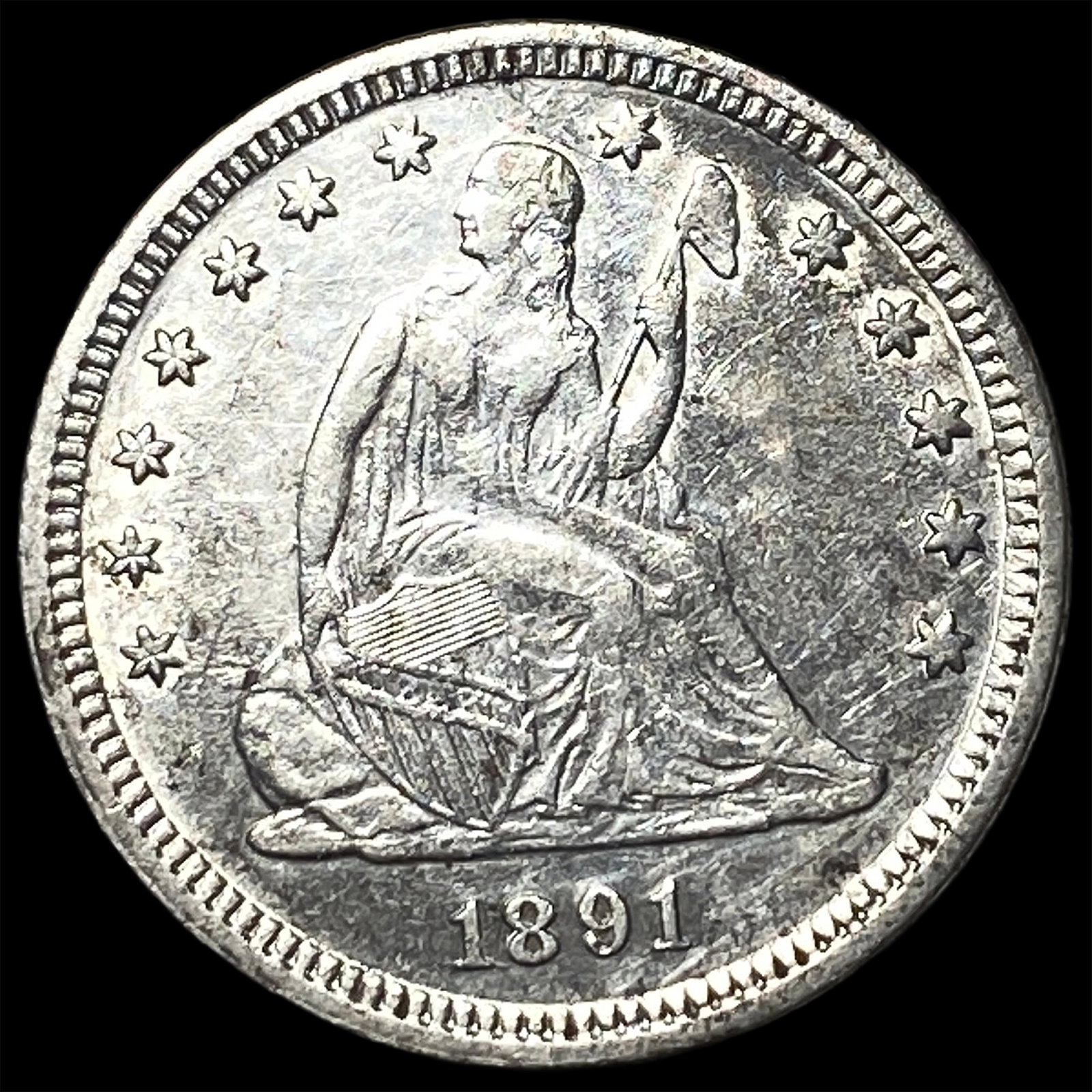 1891 Silver Seated Liberty Quarter UNCIRCULATED: 1891 Silver Seated Liberty Quarter UNCIRCULATED