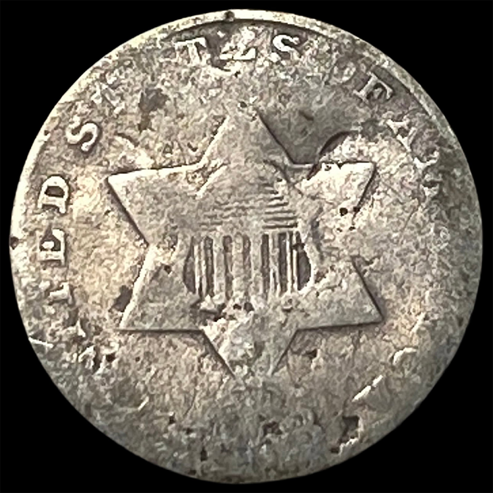 1853 Silver Three-Cent Piece NICELY CIRCULATED: 1853 Silver Three-Cent Piece NICELY CIRCULATED
