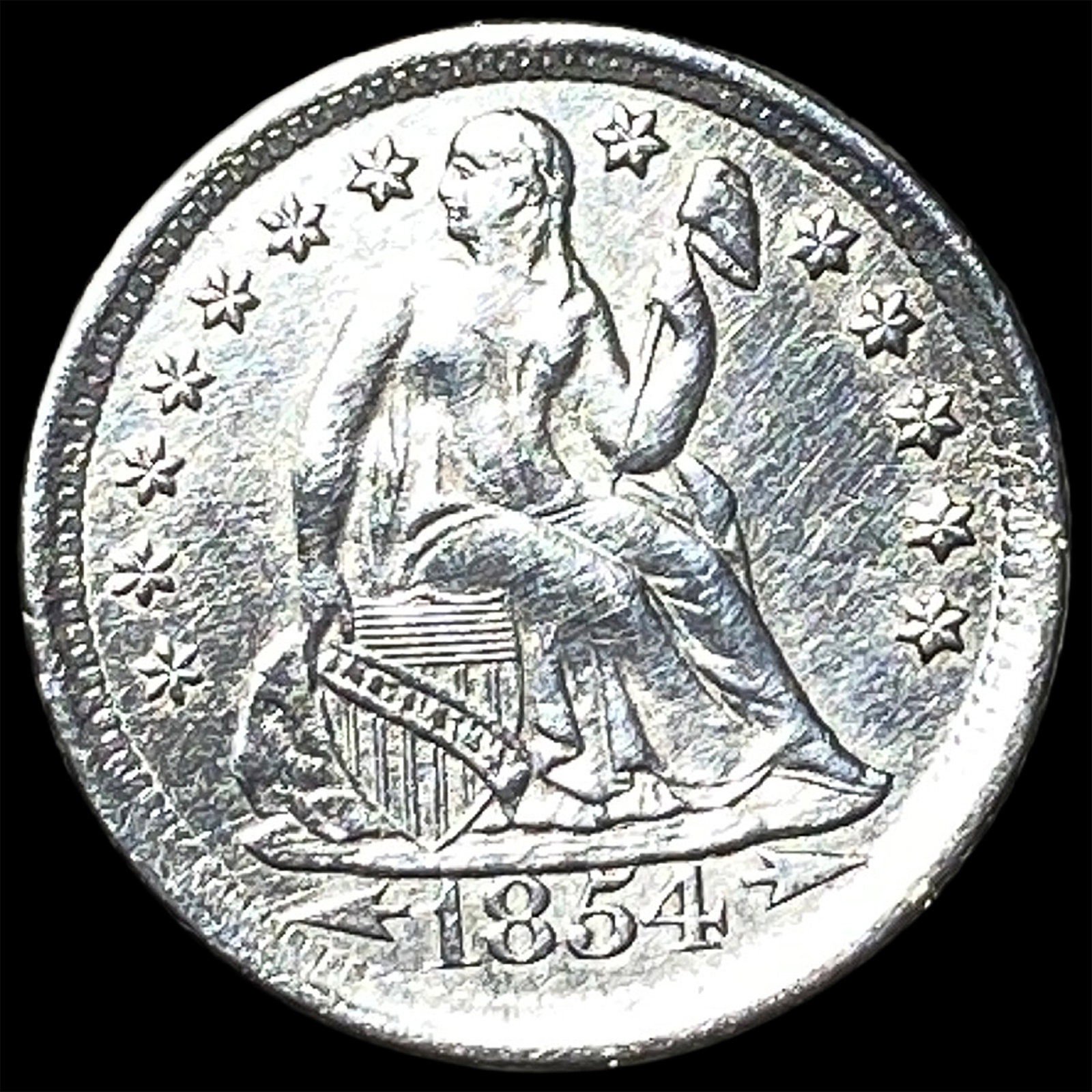 1854-O Silver Seated Liberty Dime UNCIRCULATED (1 of 2)