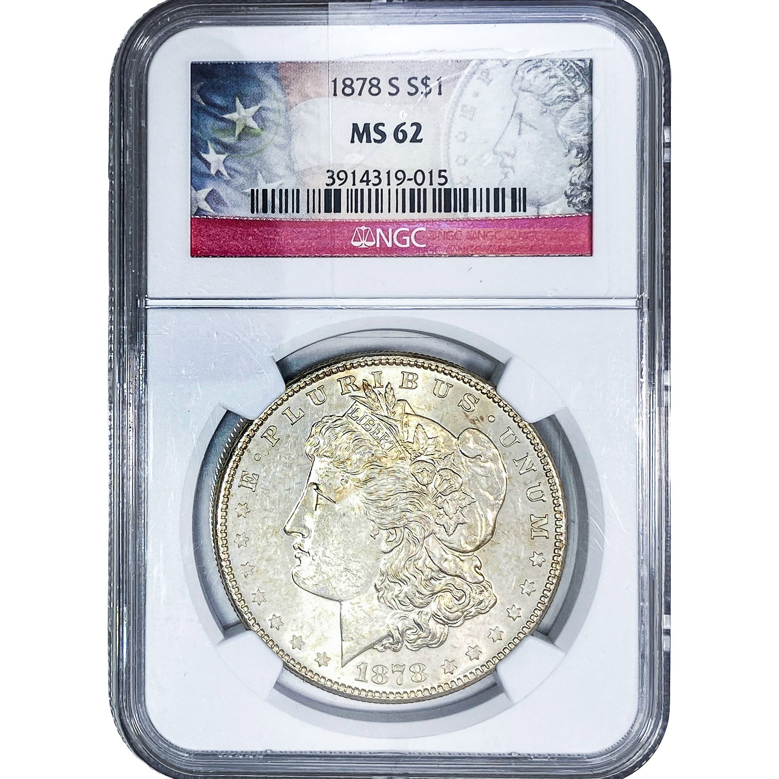 1878-S Morgan Silver Dollar NGC MS62: 1878-S Morgan Silver Dollar NGC MS62