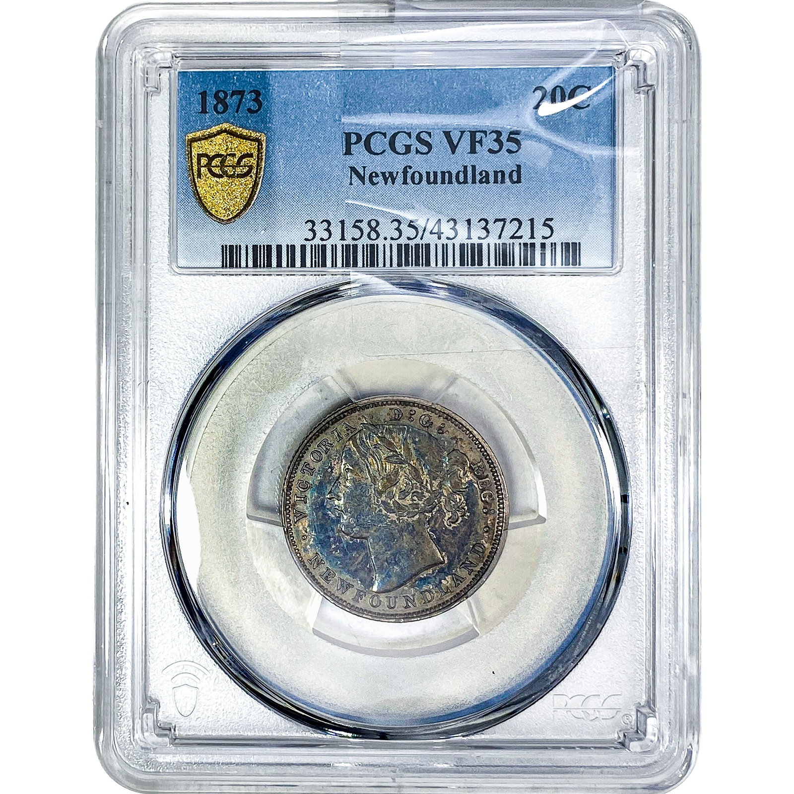 1873 20C New Foundland PCGS VF35: 1873 20C New Foundland PCGS VF35