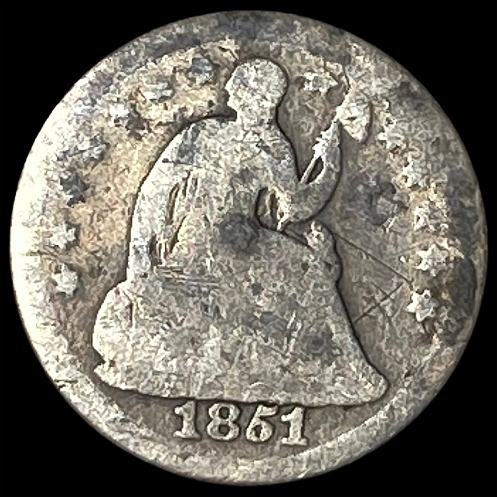 1851-O Silver Seated Liberty Half Dime NICELY CIRCULATED: 1851-O Silver Seated Liberty Half Dime NICELY CIRCULATED