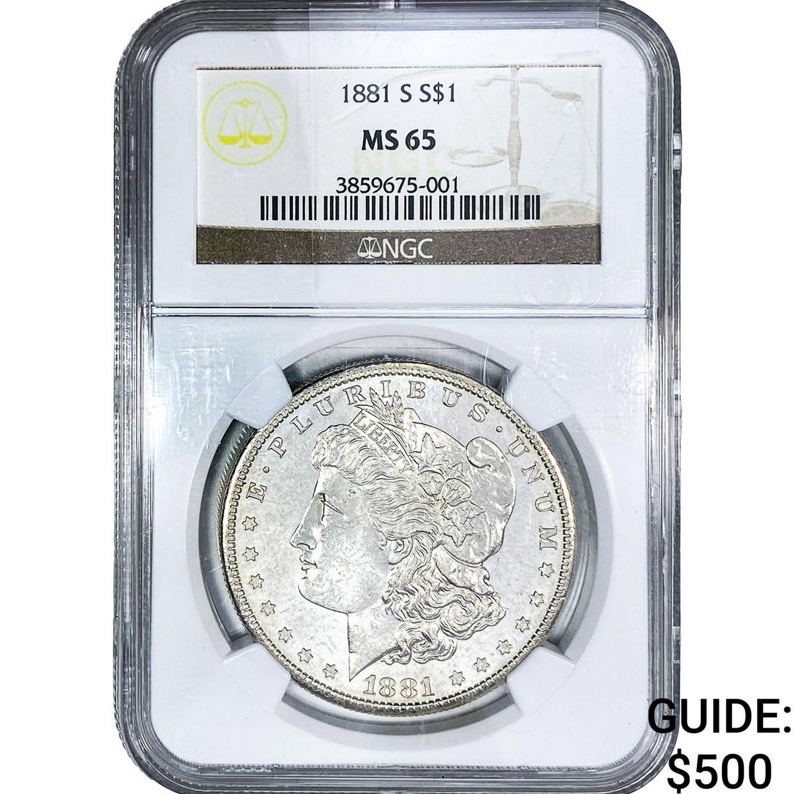 1881-S Morgan Silver Dollar NGC MS65: 1881-S Morgan Silver Dollar NGC MS65