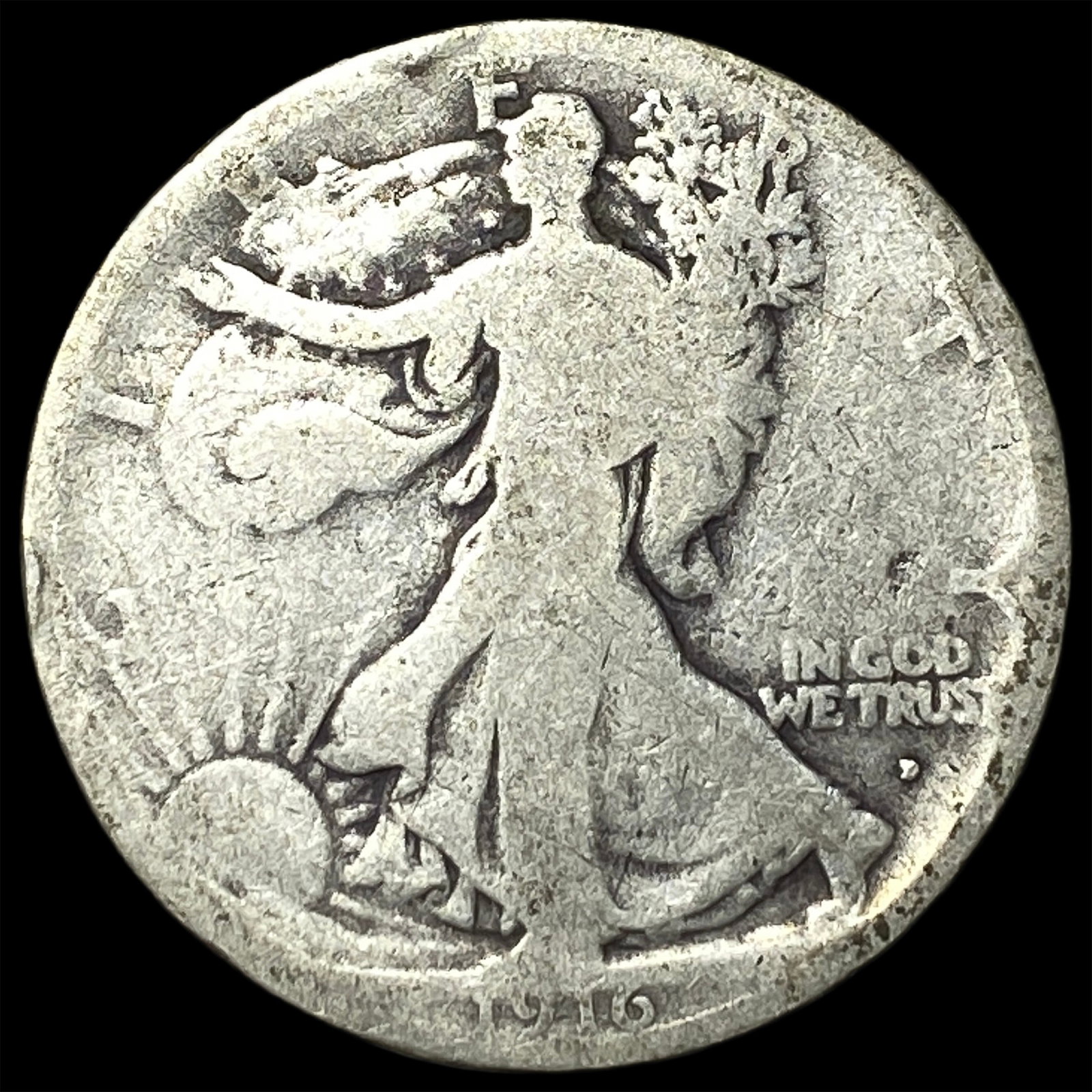1916-D Silver Walking Liberty Half Dollar NICELY CIRCULATED: 1916-D Silver Walking Liberty Half Dollar NICELY CIRCULATED