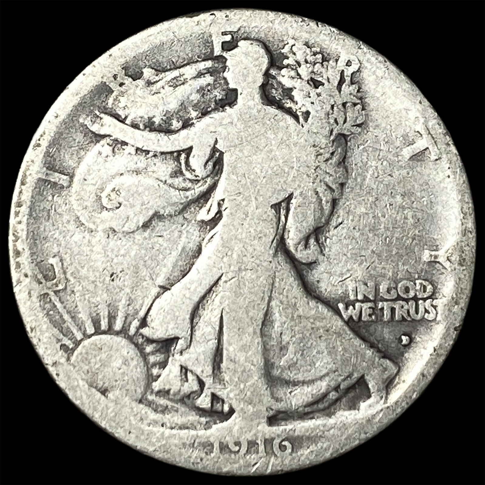 1916 Walking Liberty Half Dollar NICELY CIRCULATED: 1916 Walking Liberty Half Dollar NICELY CIRCULATED