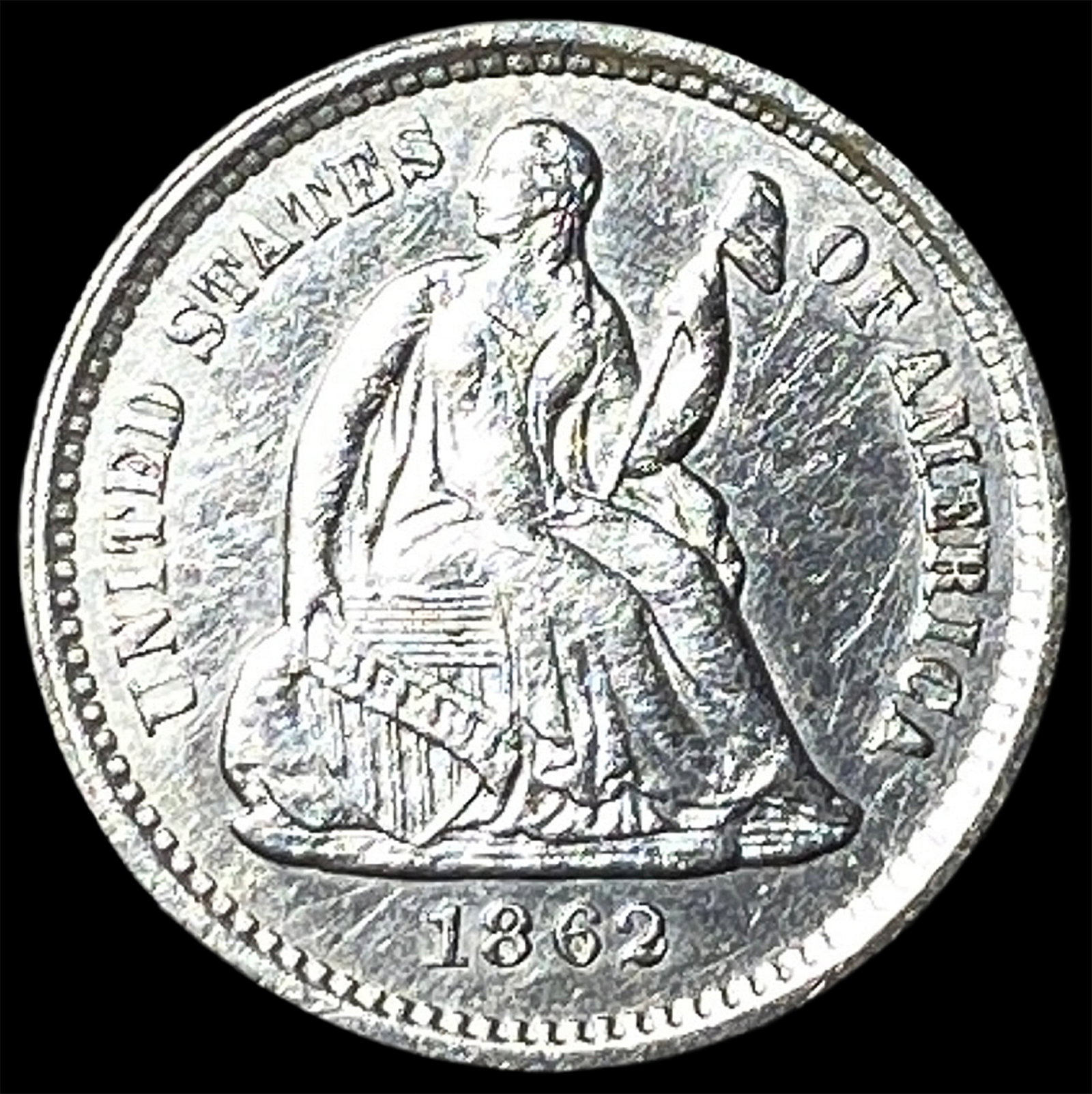1862 Seated Liberty Half Dime CLOSELY UNCIRCULATED: 1862 Seated Liberty Half Dime CLOSELY UNCIRCULATED