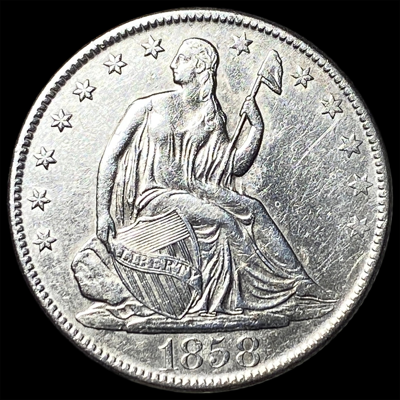 1858-O Silver Half Dollar UNCIRCULATED: 1858-O Silver Half Dollar UNCIRCULATED