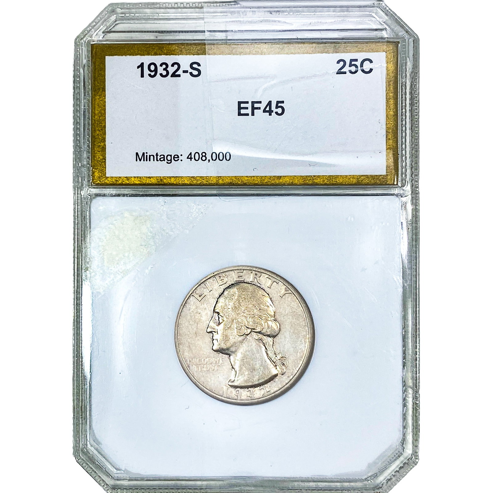 1932-S Washington Silver Quarter PCI EF45: 1932-S Washington Silver Quarter PCI EF45
