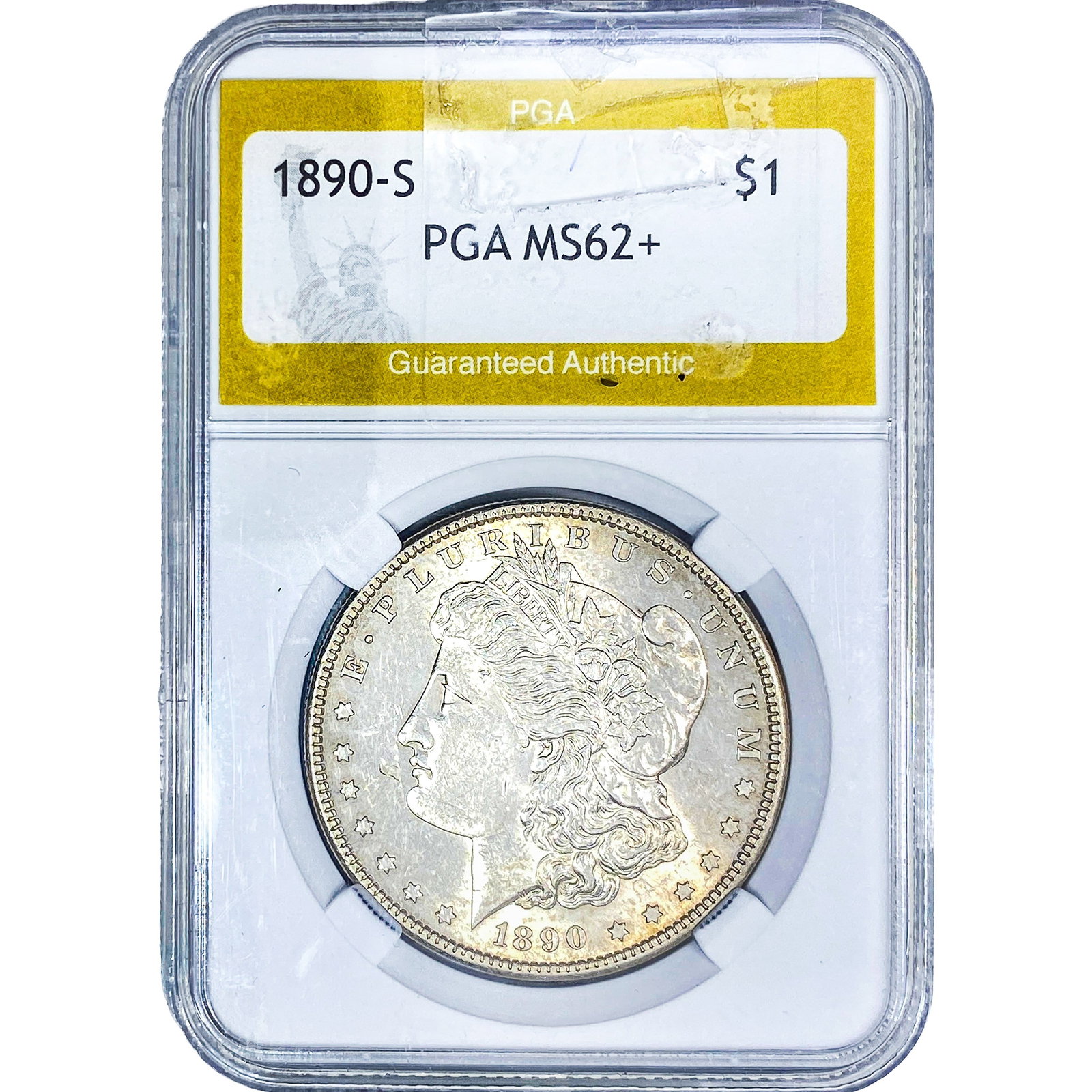 1890-S Morgan Silver Dollar PGA MS62+: 1890-S Morgan Silver Dollar PGA MS62+