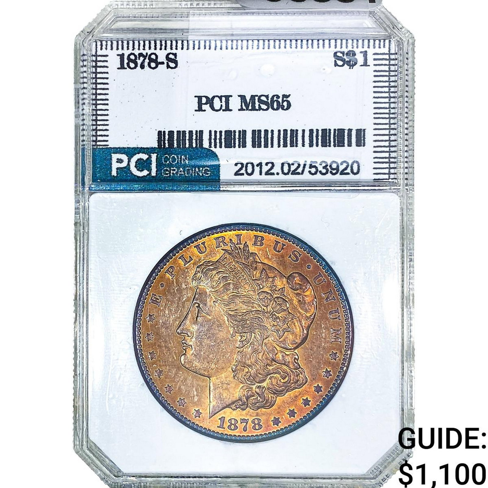 1878-S Morgan Silver Dollar PCI MS65: 1878-S Morgan Silver Dollar PCI MS65