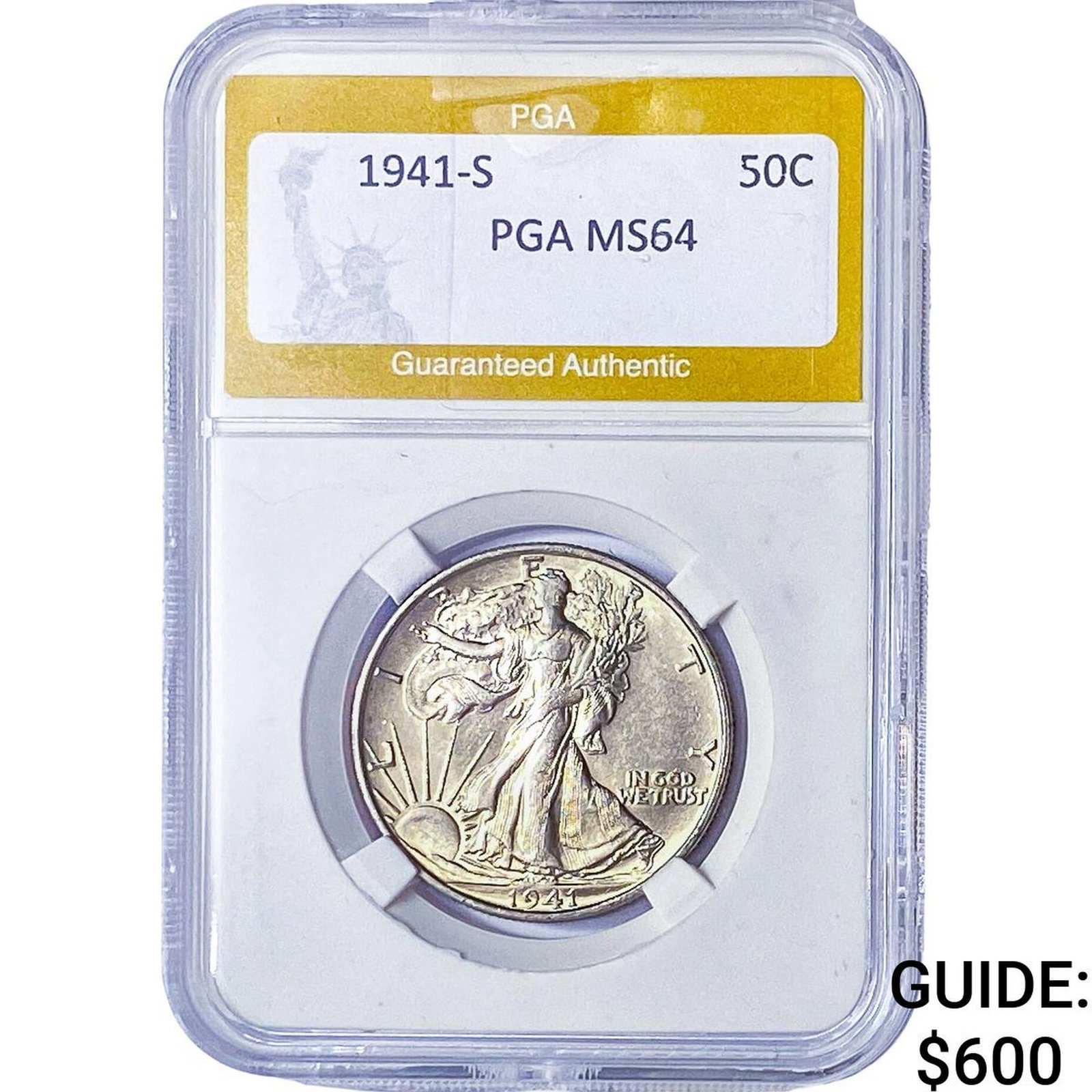 1941-S Walking Liberty Half Dollar PGA MS64: 1941-S Walking Liberty Half Dollar PGA MS64