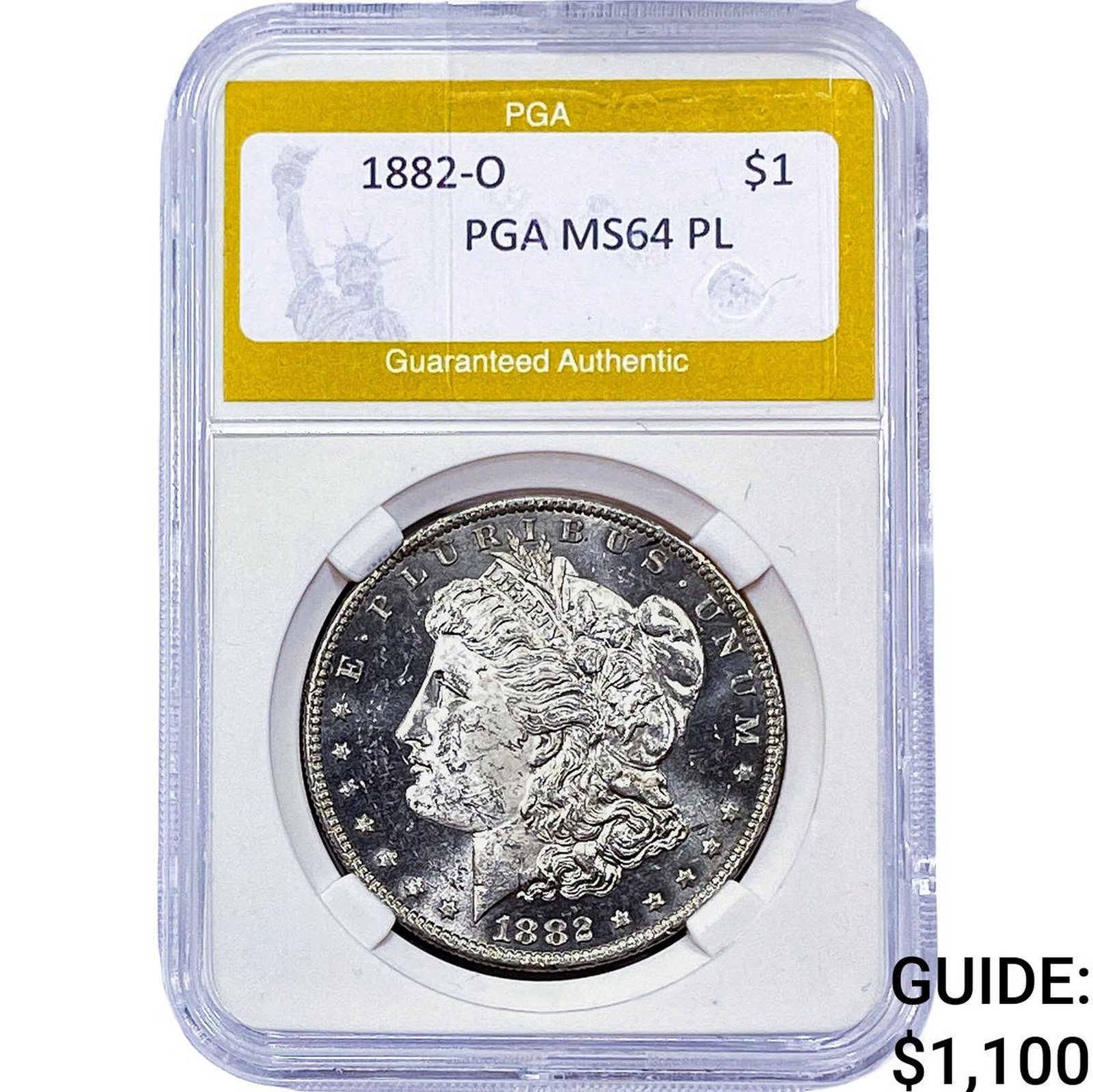1882-O Morgan Silver Dollar PGA MS64 PL: 1882-O Morgan Silver Dollar PGA MS64 PL