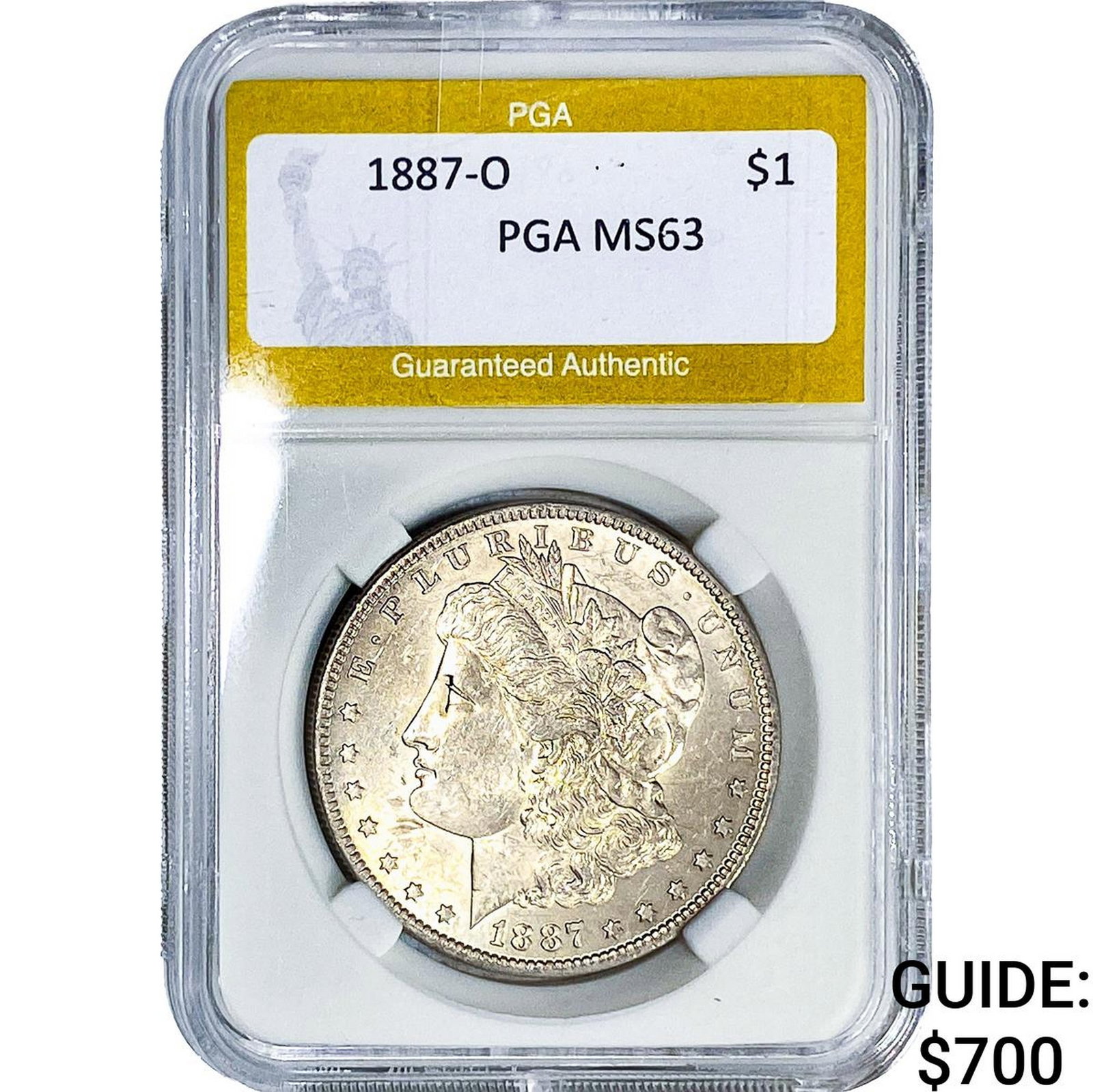 1887-O Morgan Silver Dollar PGA MS63: 1887-O Morgan Silver Dollar PGA MS63