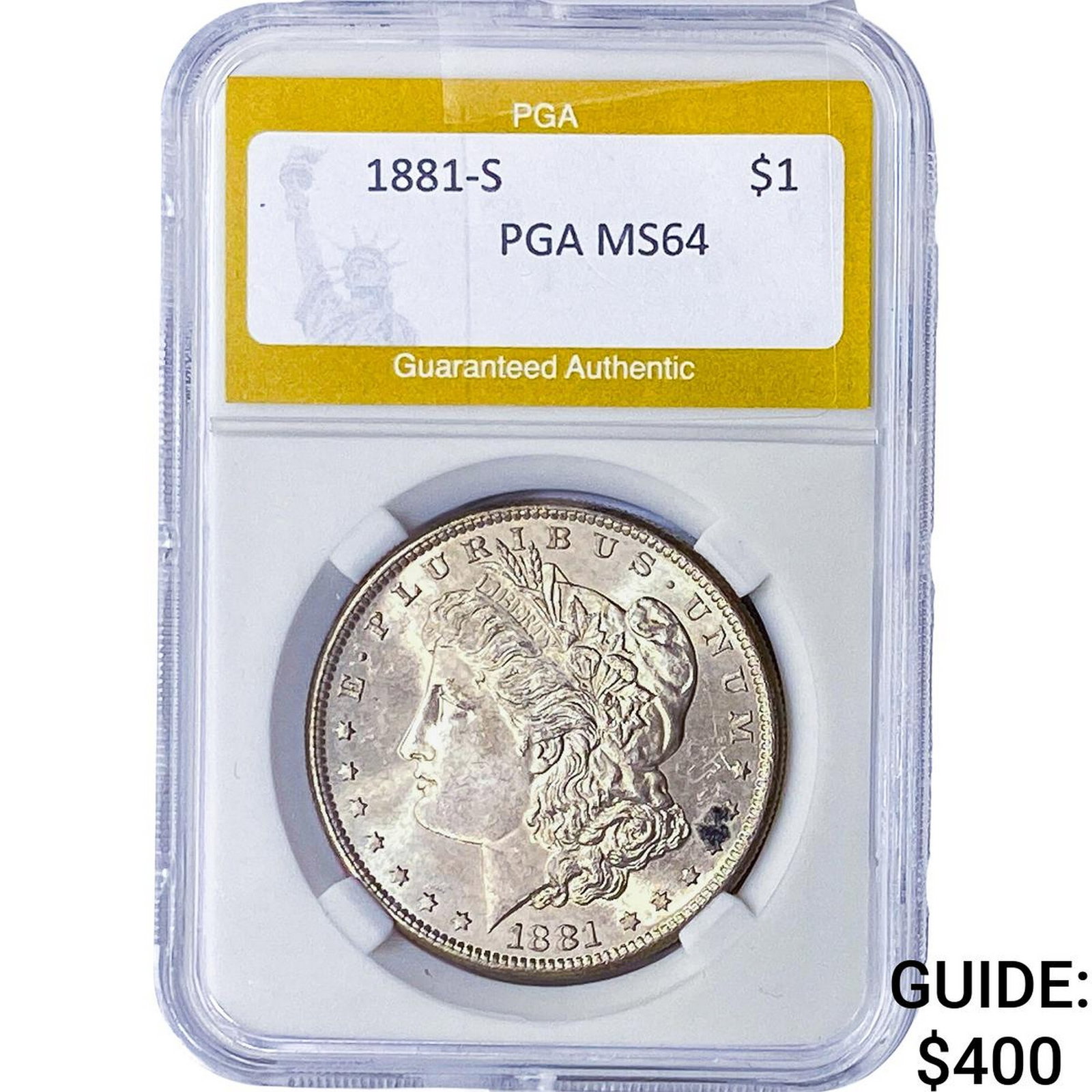 1881-S Morgan Silver Dollar PGA MS64: 1881-S Morgan Silver Dollar PGA MS64