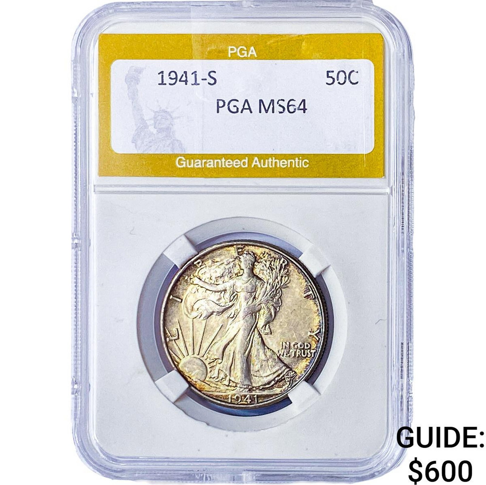1941-S Walking Liberty Half Dollar PGA MS64: 1941-S Walking Liberty Half Dollar PGA MS64