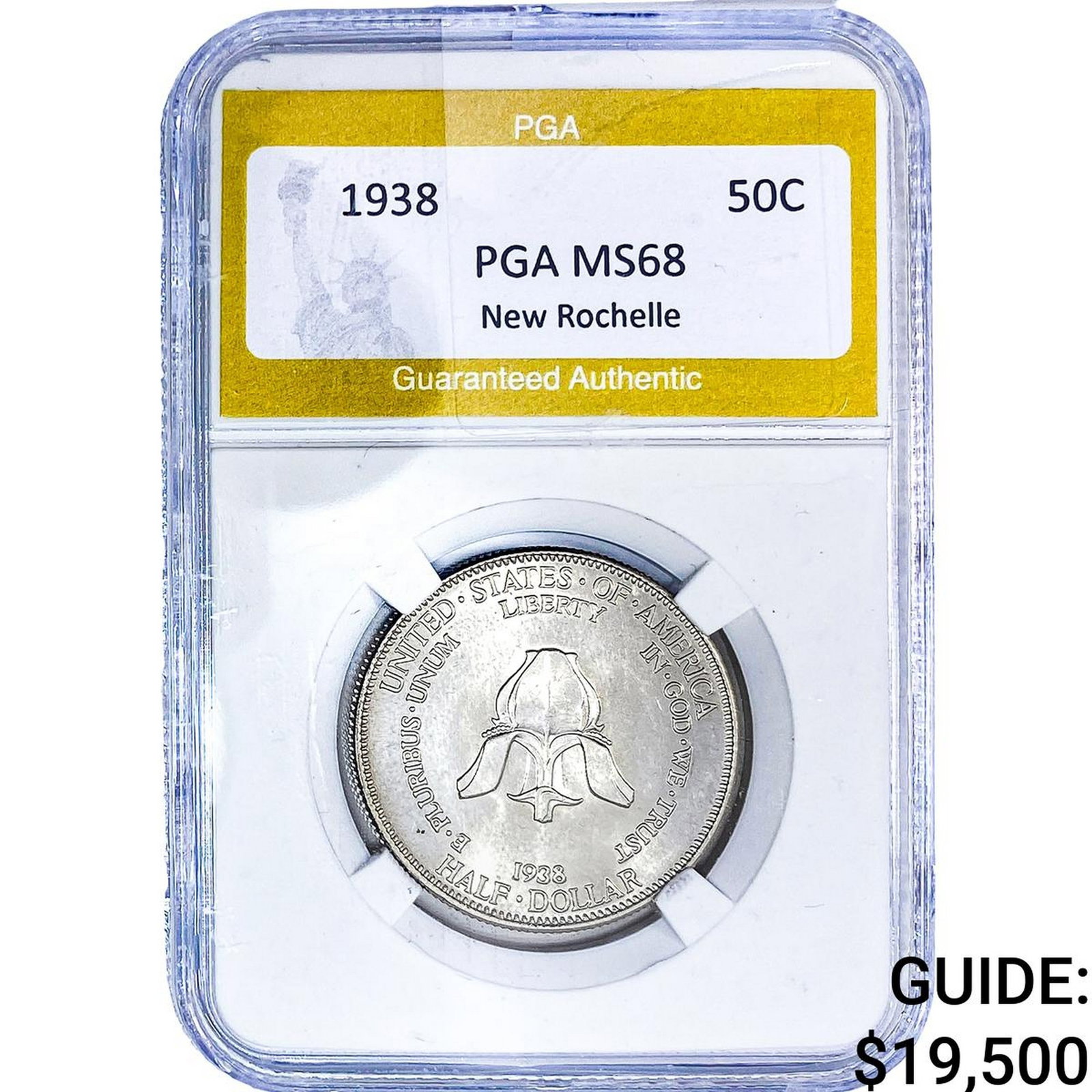 1938 New Rochelle Half Dollar PGA MS68: 1938 New Rochelle Half Dollar PGA MS68